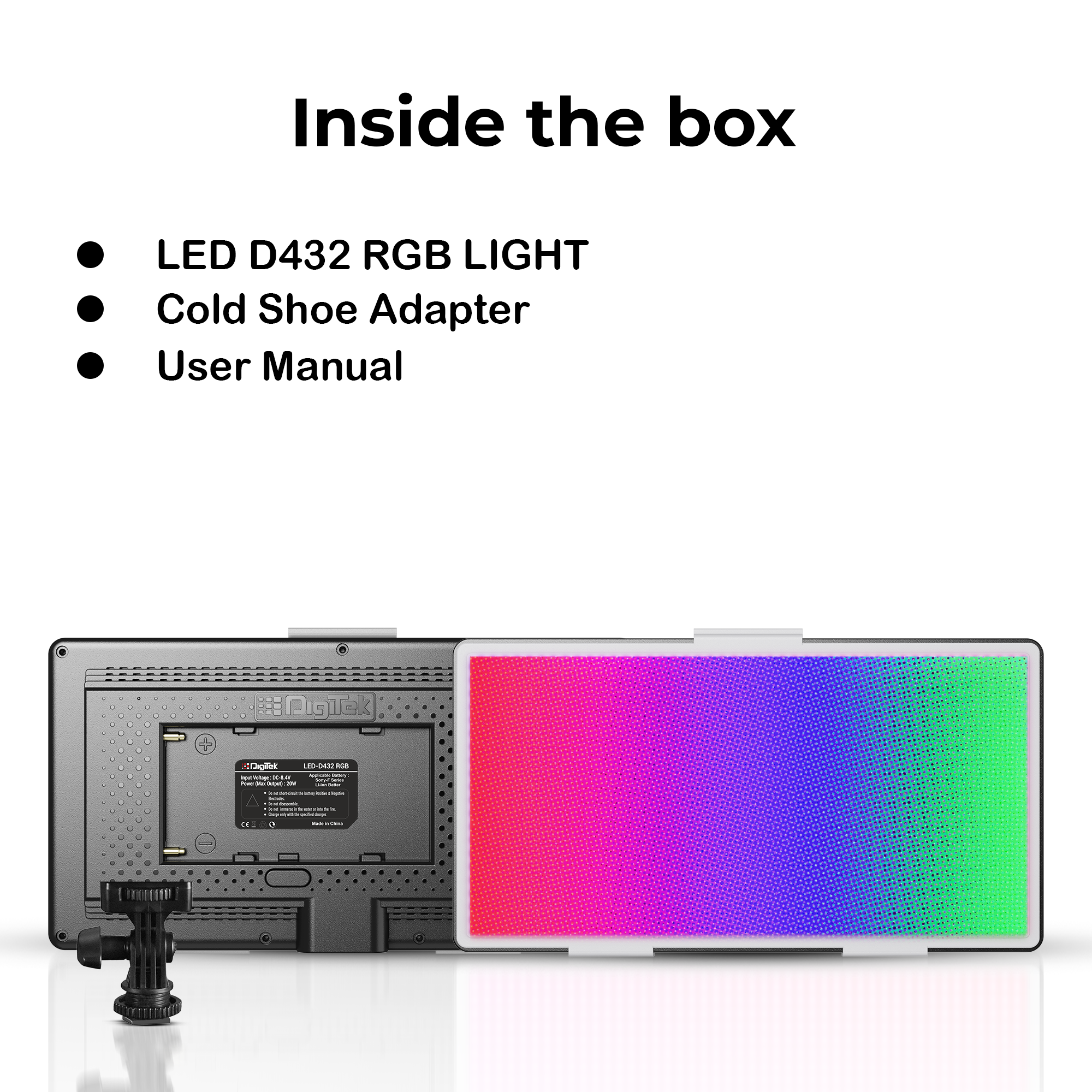 Digitek (LED-D432 RGB) Portable RGB LED Video Light LED-D432 RGB (Battery Not Included)