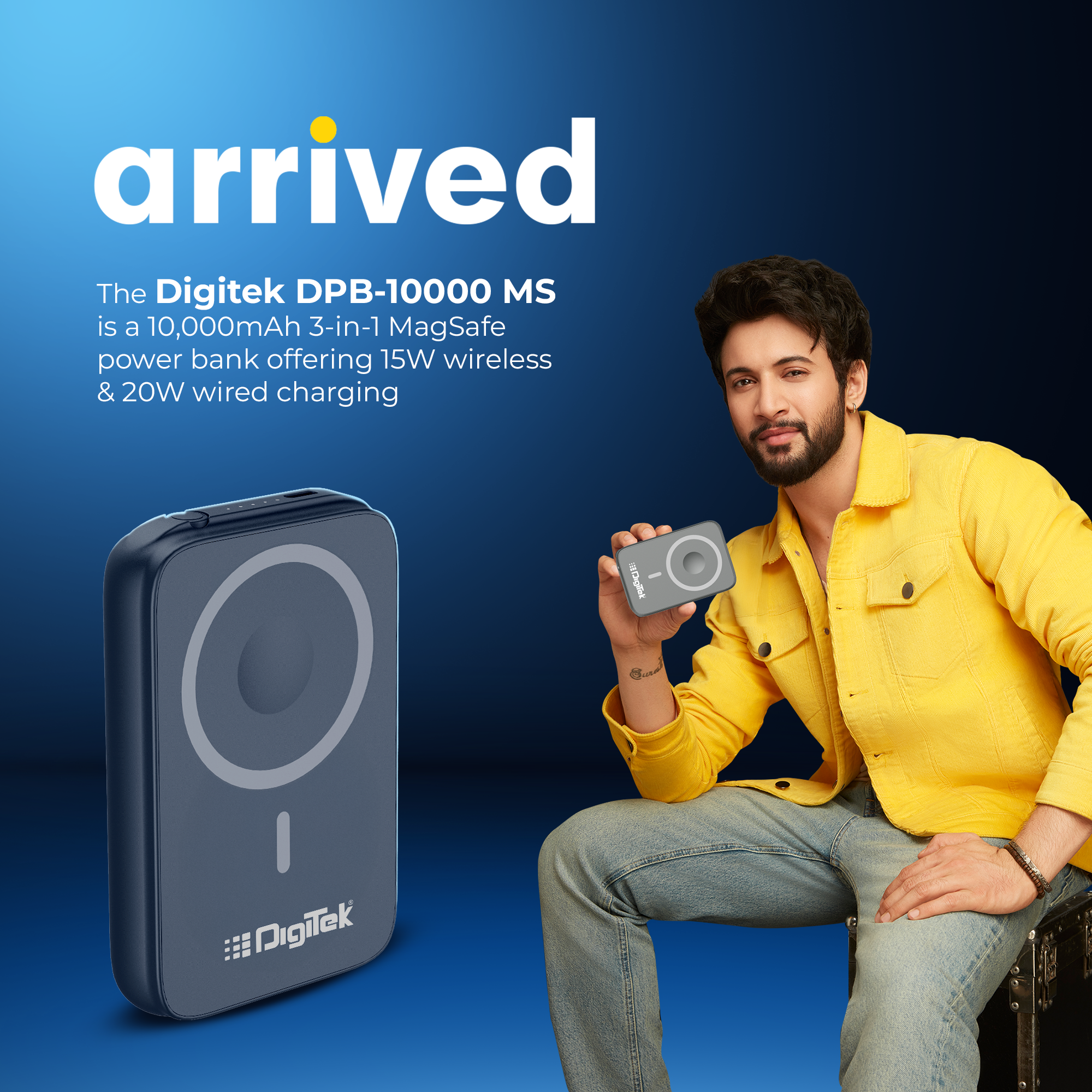 Digitek (DPB-10000 MS) 3-in-1 Super Fast MagSafe Power Bank for iPhone, AirPods & iWatch