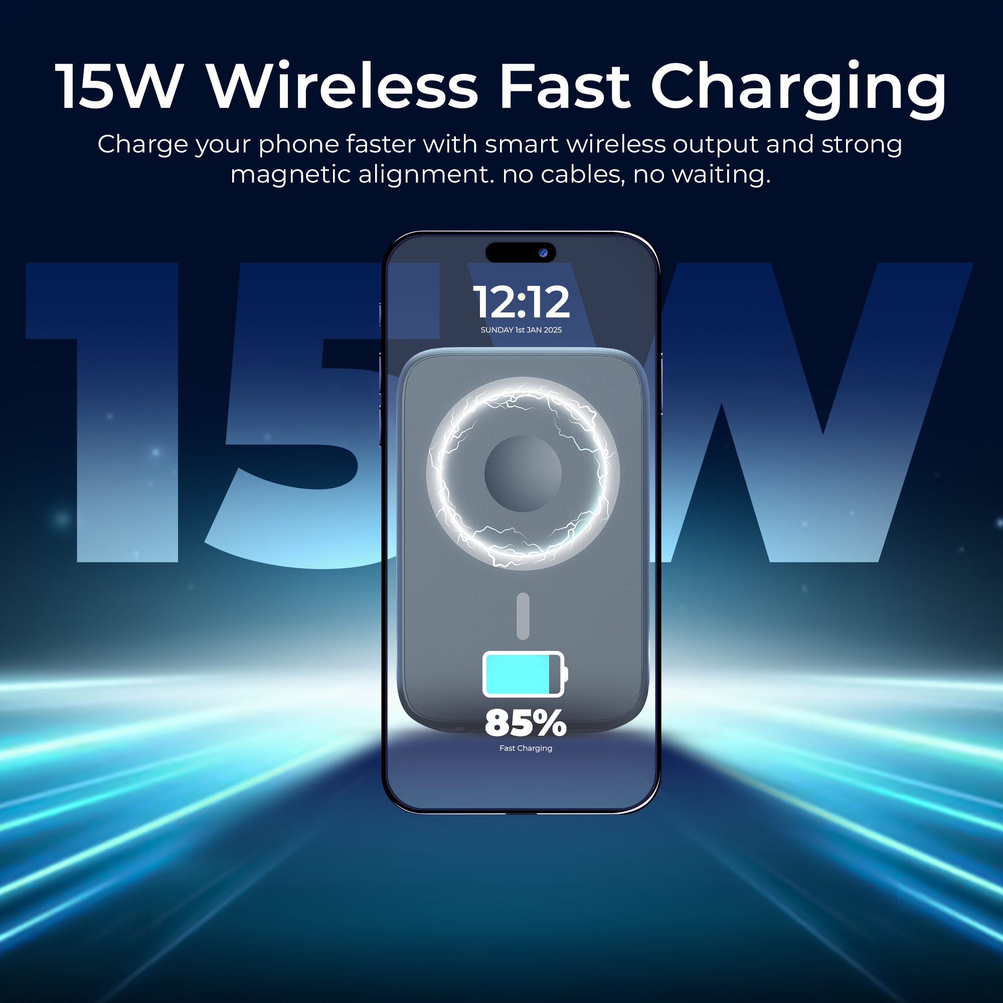 Digitek (DPB-10000 MS) 3-in-1 Super Fast MagSafe Power Bank for iPhone, AirPods & iWatch