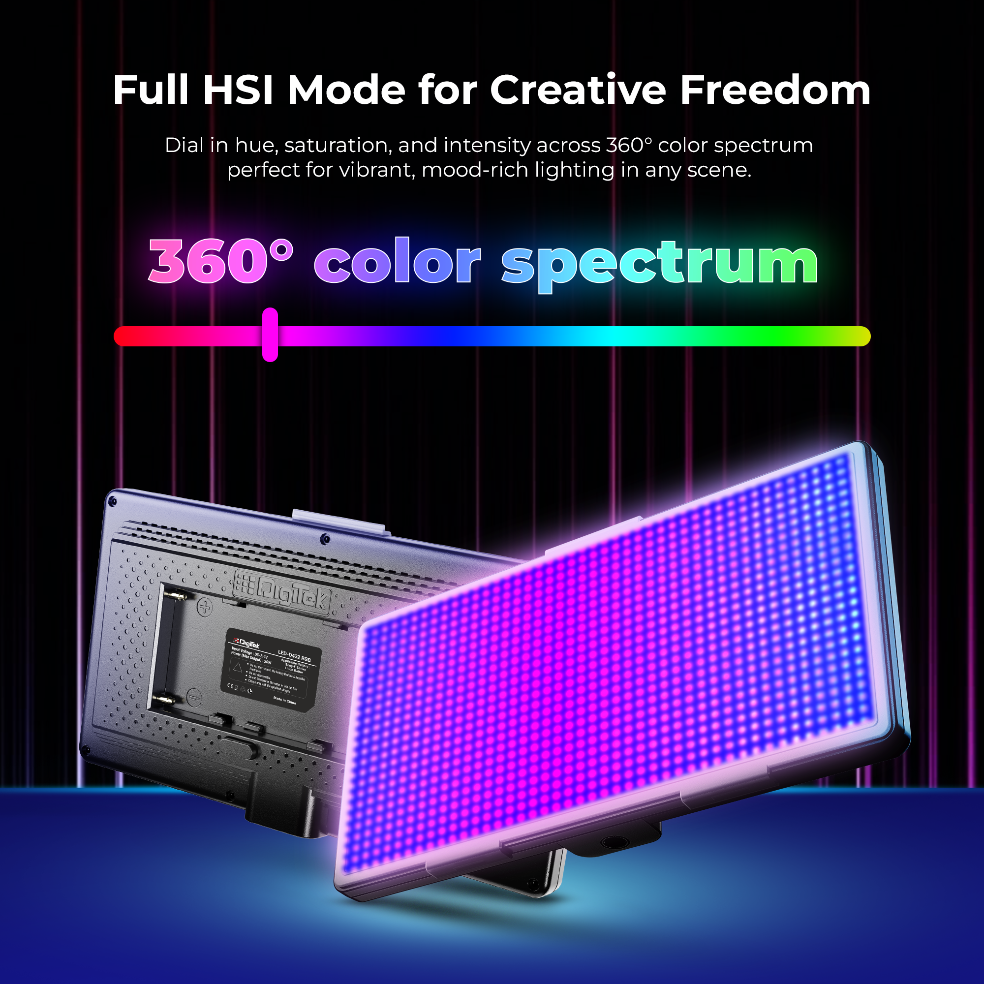 Digitek (LED-D432 RGB) Portable RGB LED Video Light LED-D432 RGB (Battery Not Included)