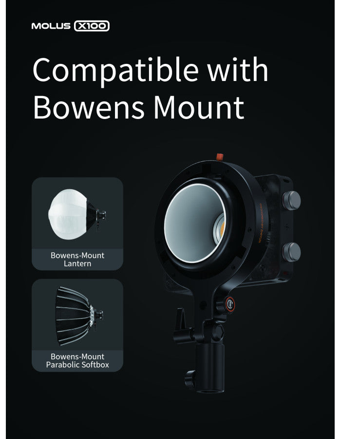 ZHIYUN MOLUS X100 COMBO Bi-Color 100W COB Video Light, 385g LED Pocket Light 17317Lux 2700K-6500K CRI 95+/TLCI 97+ with Bluetooth App Control AC/DC Power Supply