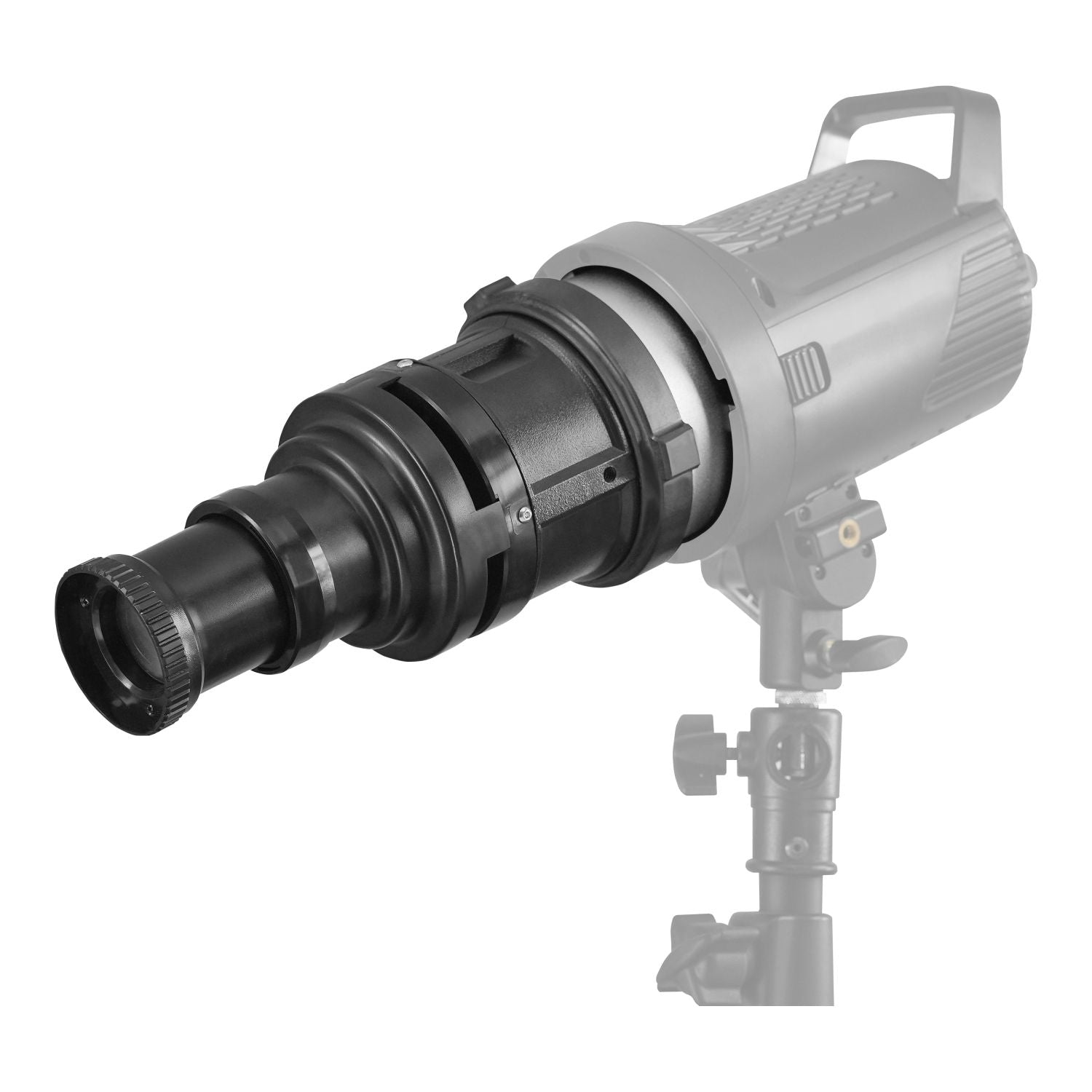 Digitek (DS-240) Bowens Mount Optical Snoot Projector Kit with Gobo Frame & 4 Color Films, 6 Stainless Gobo Patterns, 38° Lens for LED Lights, Sharp Image Projection, Fit for LED Continuous Lights.