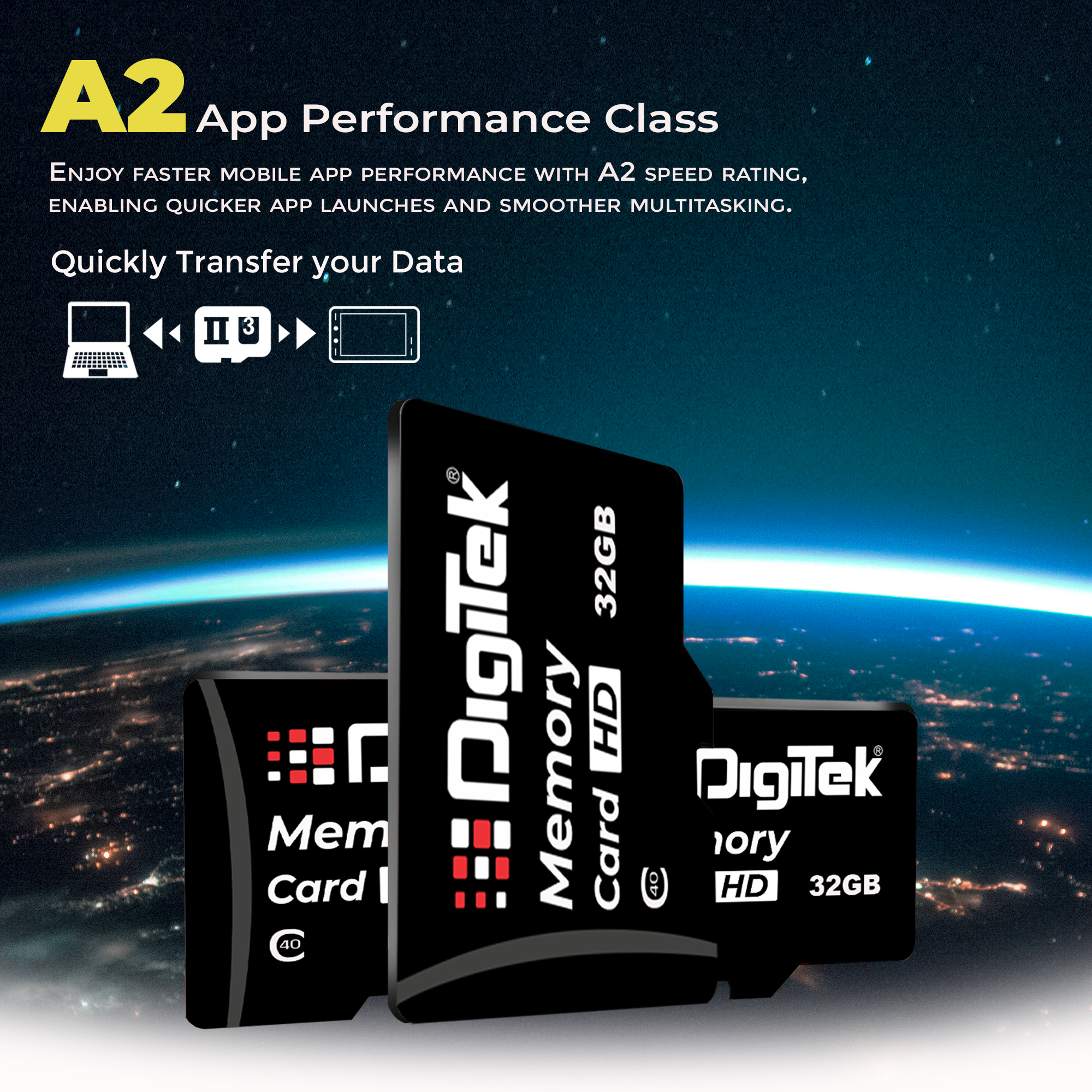 Digitek (DTF 32GB C40) High Speed 32GB Micro SDHC UHS III Memory Card – A2 Speed, 200MB/s, Waterproof & Shockproof, for 4K/8K Video, Drones, CCTV & Smartphones