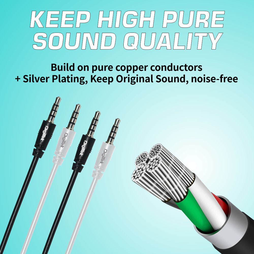 Digitek AUX Cable 1.5m DC 1.5M AUX for Smartphone (Colour May Vary)