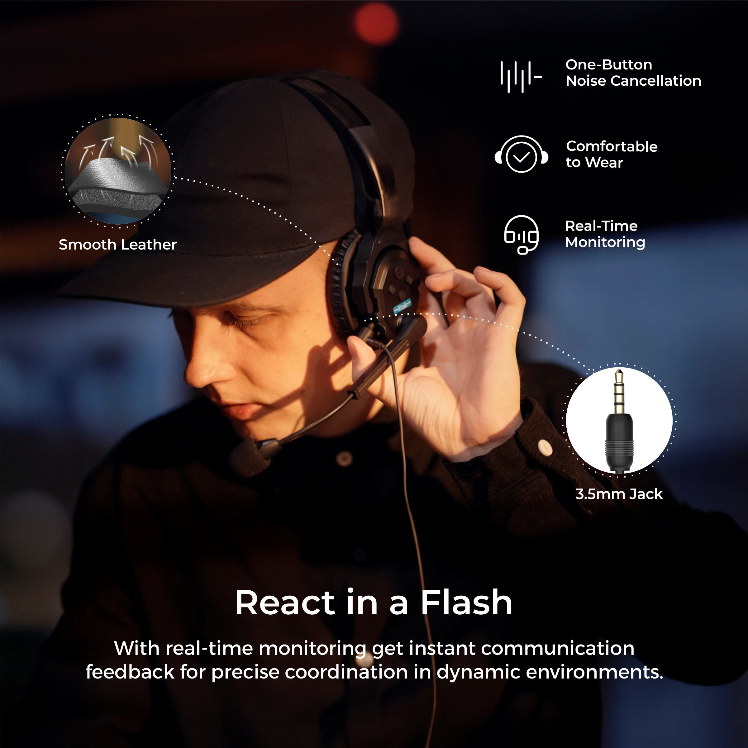 SYNCO XTALK XPro5 X5 Wireless Intercom Headset System 2.4 GHz Full Duplex 1640 feet / 500 Meter Communication System for Live Show Stage Performance Movie Shoot ( XPro5 / 5 Persons )