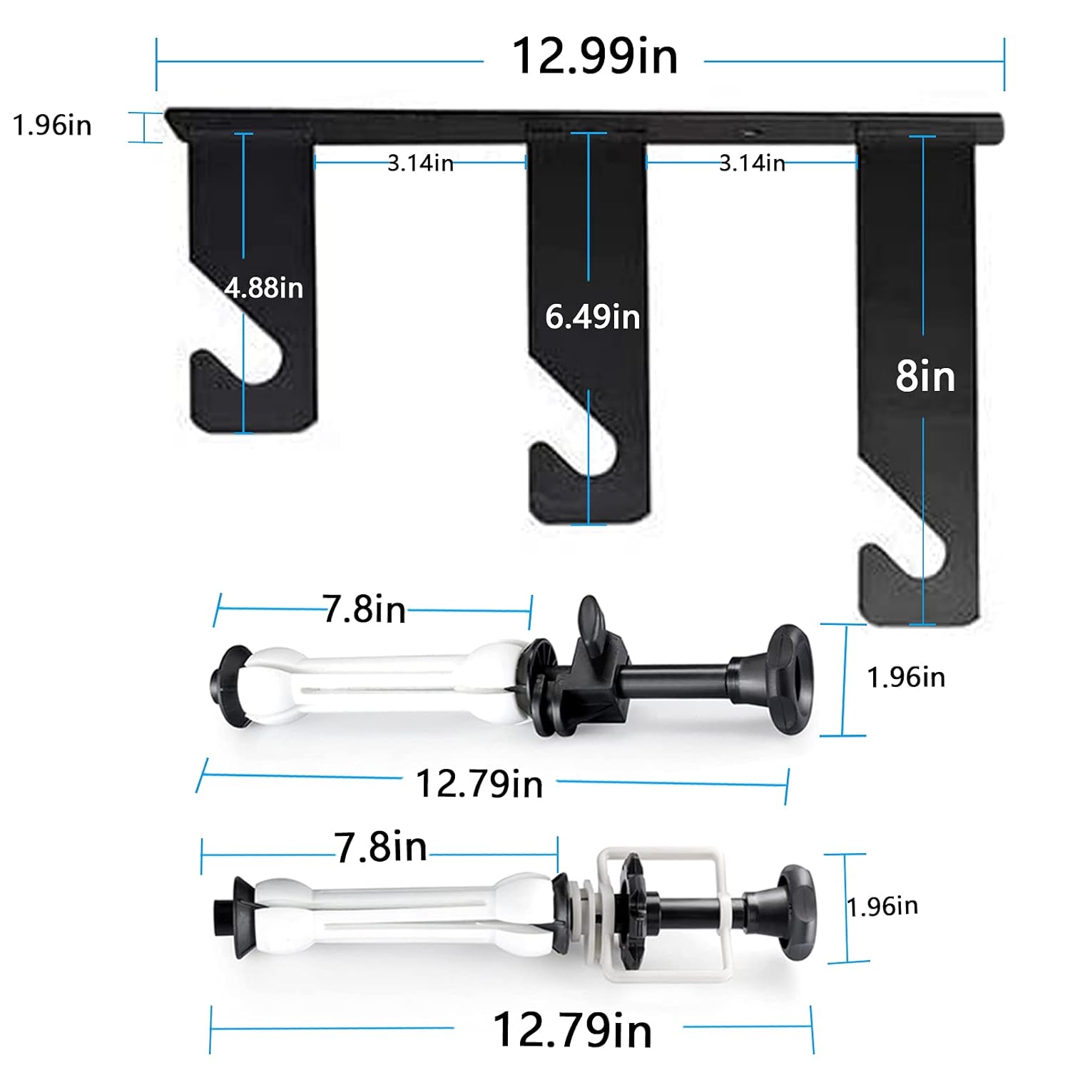 Digitek Photography Backdrop Wall Mount 3 Roller Support System, Manual Photo Background Ceiling Holder, Including 2 Tri-fold Hooks, 6 Expand Bars, 3 Chains, for Home Studio Live Stream Game Video