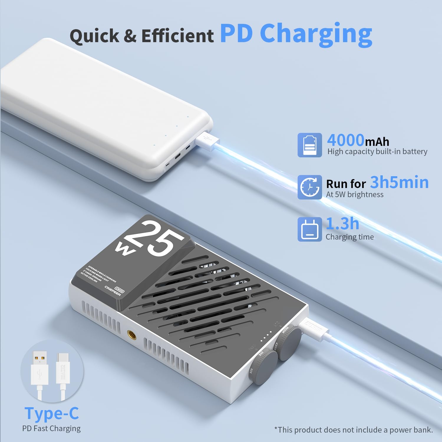 ZHIYUN CINEPEER CM25 25W Pocket Photography LED Light Studio Video Fill Light 2700K-6500K for Live Streaming Photography lamp