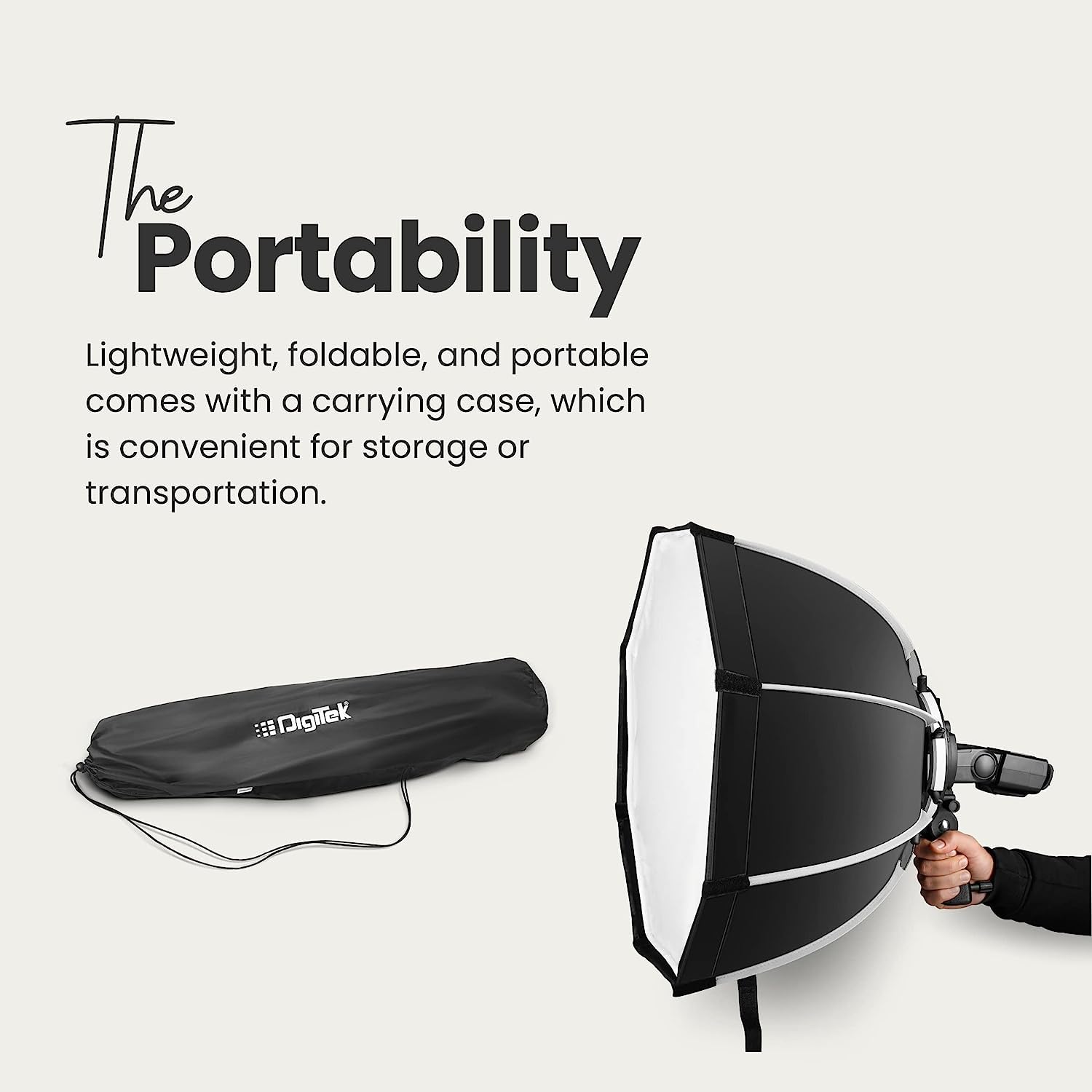 DIGITEK DSBH-120 (120cm) Lightweight & Portable Soft Box Comes with S2 Type Bracket & 2 Diffuser Sheets | Carrying Case | Compatible with All Flash Speedlights (DSBH-120)