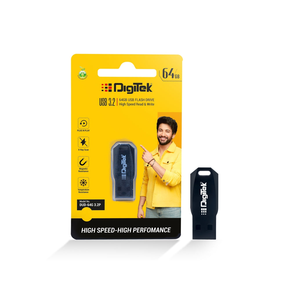 Digitek (Dud 3.2P 64GB) High-Speed USB 3.2 Pen Drive, Plug & Play, X-Ray & Magnetic Resistant, Durable Plastic Body – Compatible with Windows & Mac OS