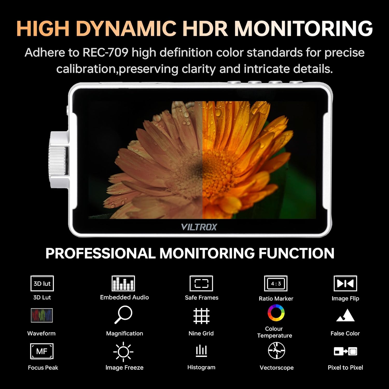 VILTROX DC-V1 Camera Field Monitor, Touch Screen Camera Monitor with 4K HDMI Input/Output