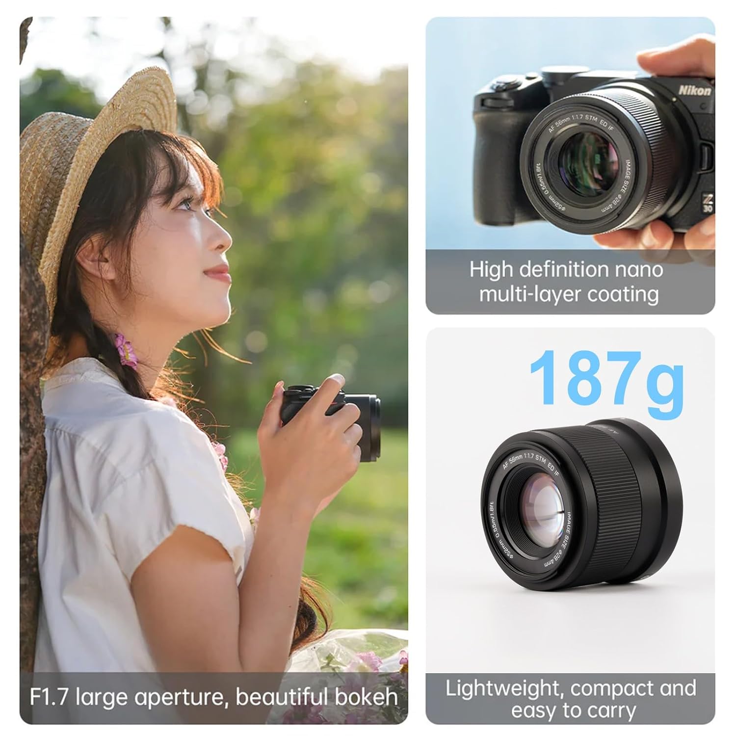 VILTROX 56mm F1.7 f/1.7 Z-Mount, Large Aperture APS-C Auto Focus Lightweight Prime Lens for Nikon Z-Mount Cameras Z30 Z50 Z5 Z6 Z6II Z7 Z7II Z8 Z9 ZFC