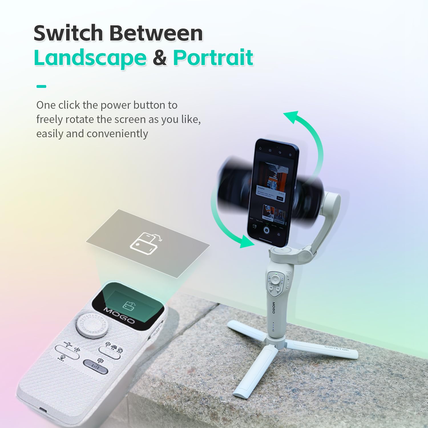 MOGO Wireless Remote Control, Free Your Hands, Professional Photography Accessory Control Pan/Tilt Movement, Switch Modes, Toggle Front/Rear Cameras and Zoom, Only Compatible with MOGO