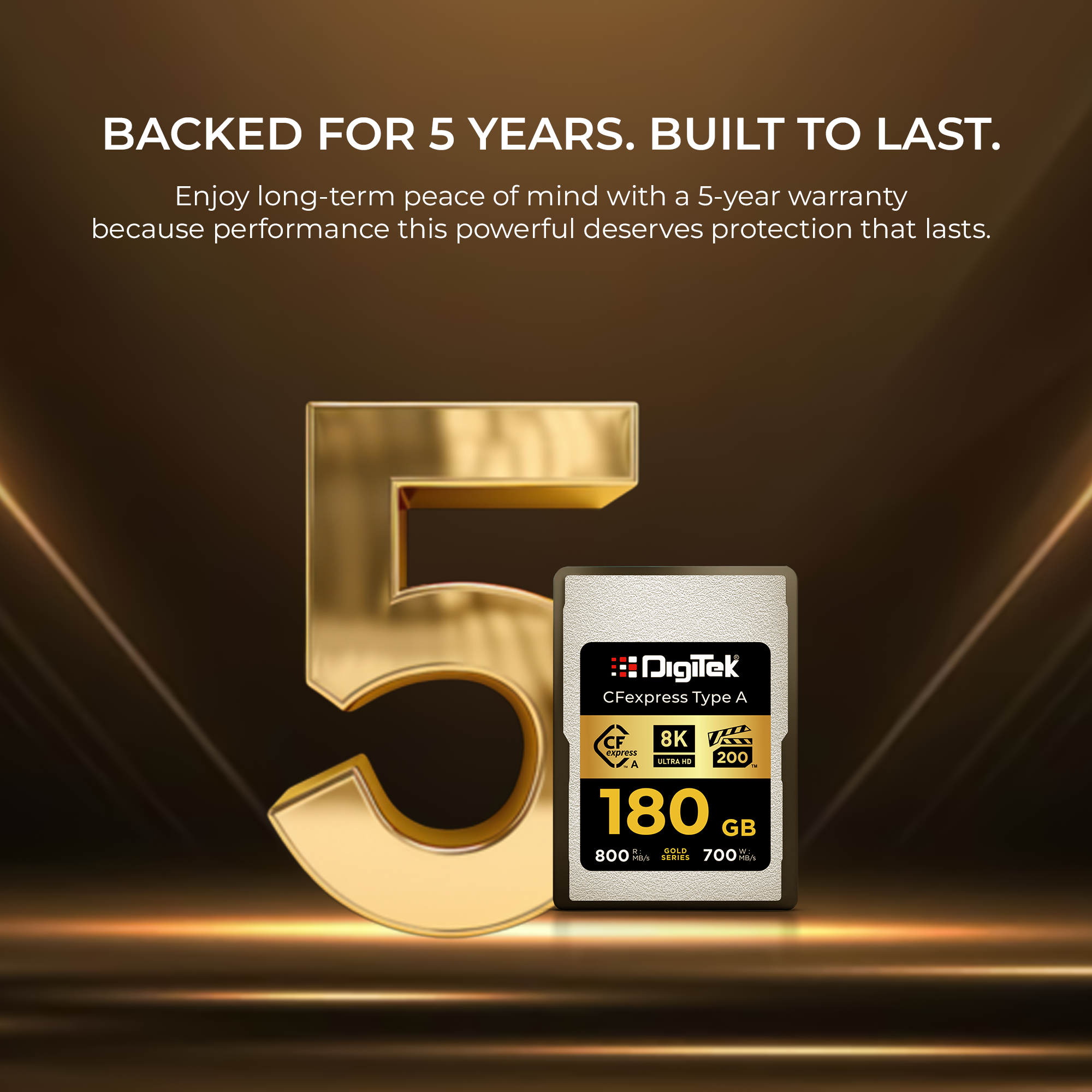 Digitek (DCFA 180GB Gold Series) CFexpress Type A Memory Card – 800MB/s Read, 700MB/s Write, 8K Ultra HD Support, Nytro Boost, Perfect Frame Capture, 5-Year Warranty, for High Speed 8K Videography