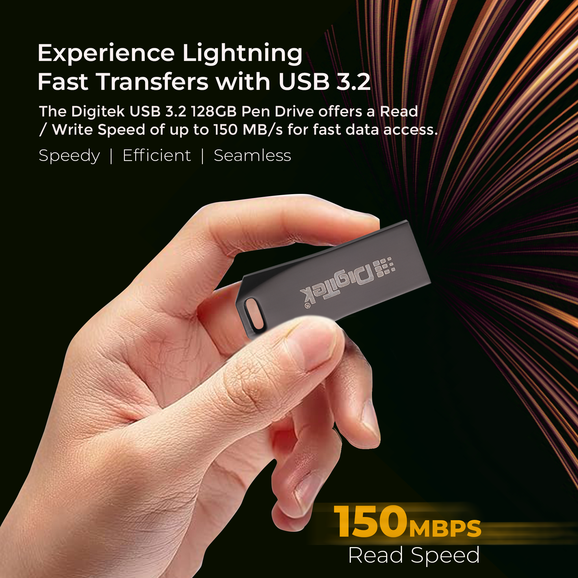 Digitek (Dud 128G V3.2) USB 3.2 Flash Drive, 128GB Storage, High Speed Read & Write, Pen Drive, Magnetic, X-Ray & Temperature Resistant | Compatible with Windows & Mac OS