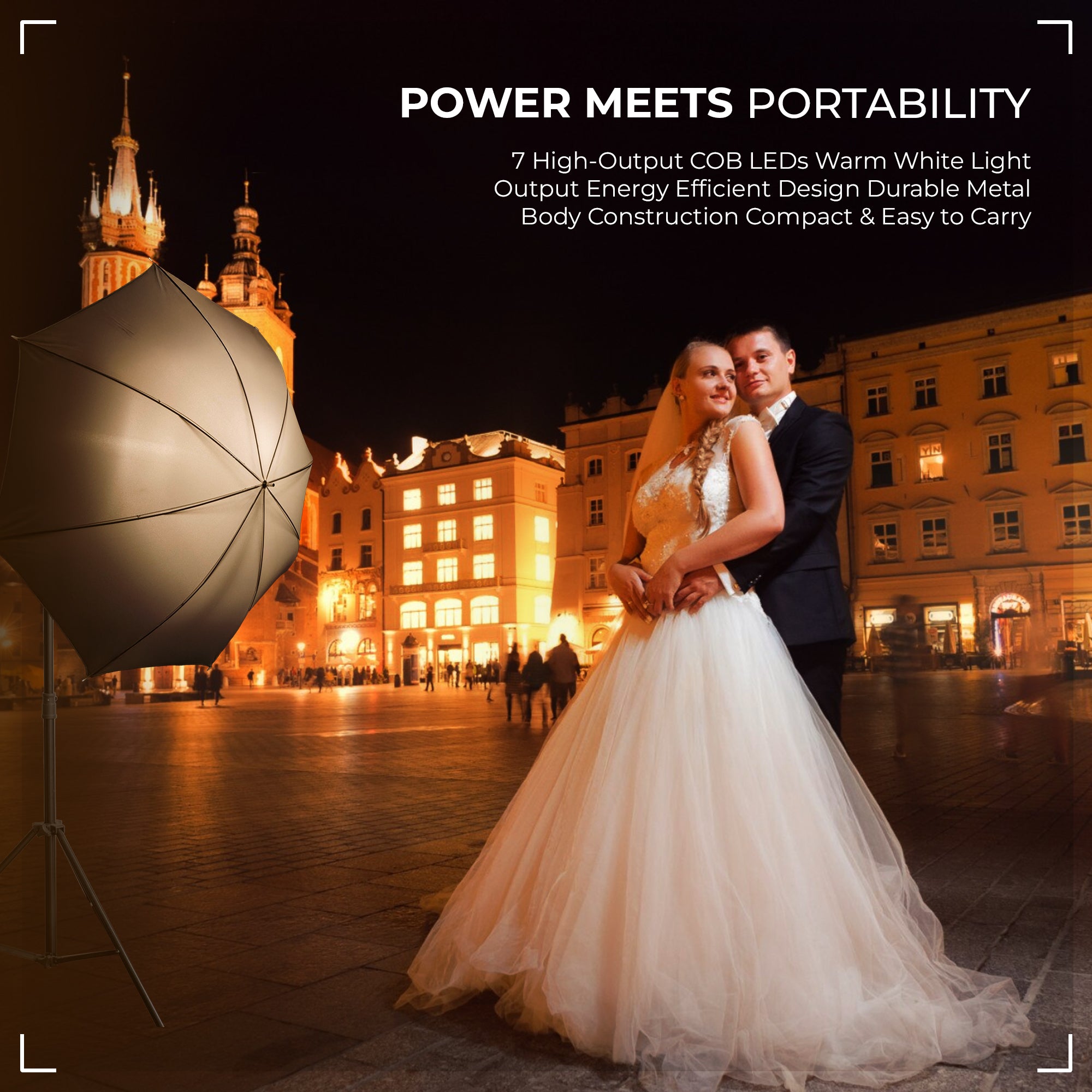 Digitek (DPL 700) Porta Light with 7 COB LED Warm White Light for Low Power Consumption for Camera Lighting in Photography & Video Shoot