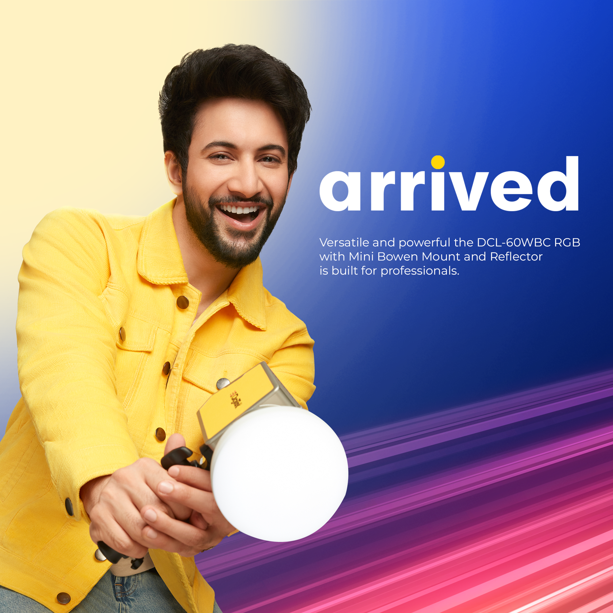 Digitek (DCL-60W RGB) 60W Palm RGB Continuous LED Light with Reflector & Mini Bowen Mount Unique Modern Meticulous Design to Cater to The Photographers Aesthetic idea for Professional Photography