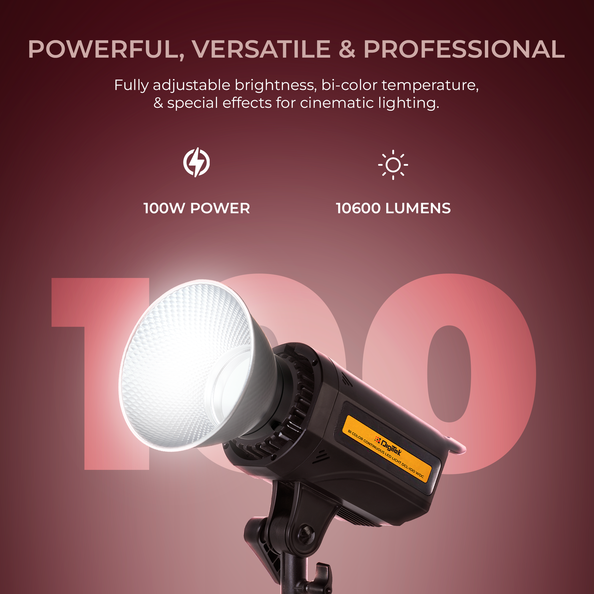 Digitek (DCL 100 WDC) Bi Color Continuous Light with Reflector for Studio