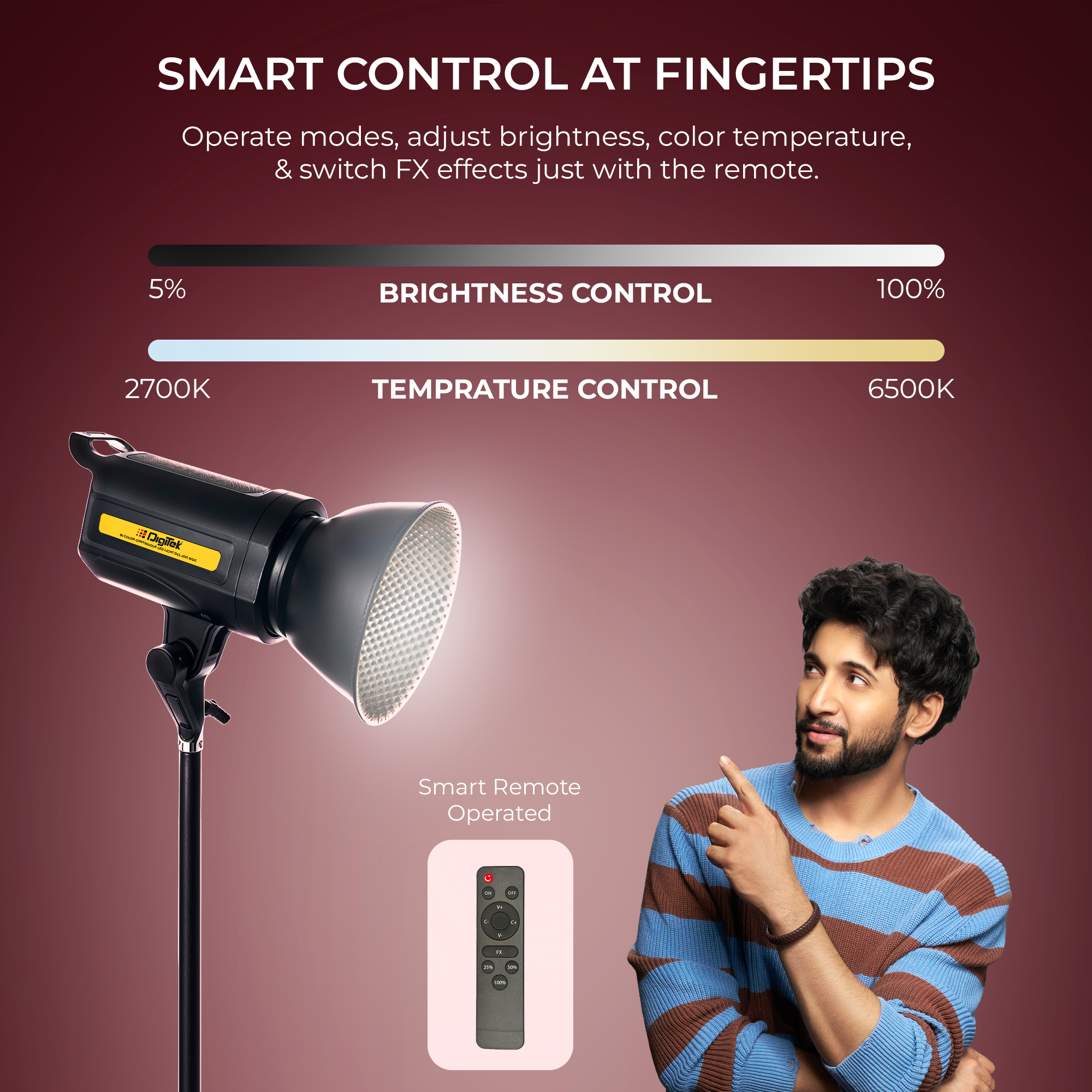 Digitek (DCL 100 WDC) Bi Color Continuous Light with Reflector for Studio