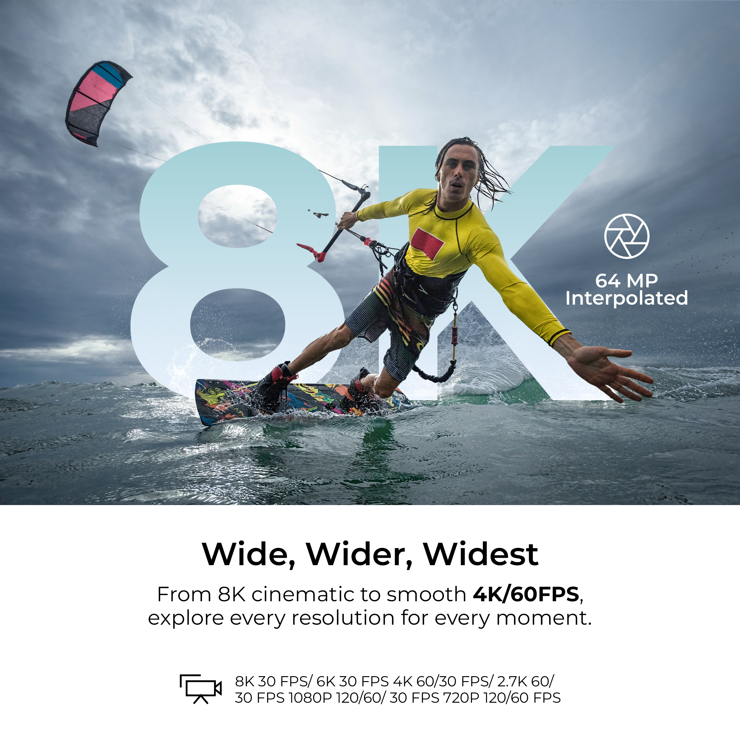 DIGITEK (DAC 201) 8K Ultra HD Waterproof Action Camera with Accesories Kit & Front & Rear Screen, 64MP Interpolated, 2x Batteries, Support 128GB TF Card, For Helmet/Travel/Riding/Sports/Adventure Shoot