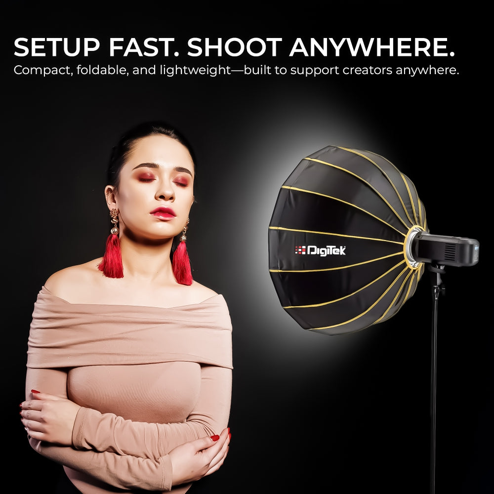 Digitek DBDS-85W 85cm Beauty Dish Softbox (White), Collapsible, Transportable, Lightweight Bowen Mount for Photography & Studio Lighting with Removable Diffuser