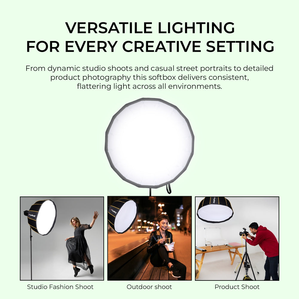 Digitek DBDS-85W 85cm Beauty Dish Softbox (White), Collapsible, Transportable, Lightweight Bowen Mount for Photography & Studio Lighting with Removable Diffuser