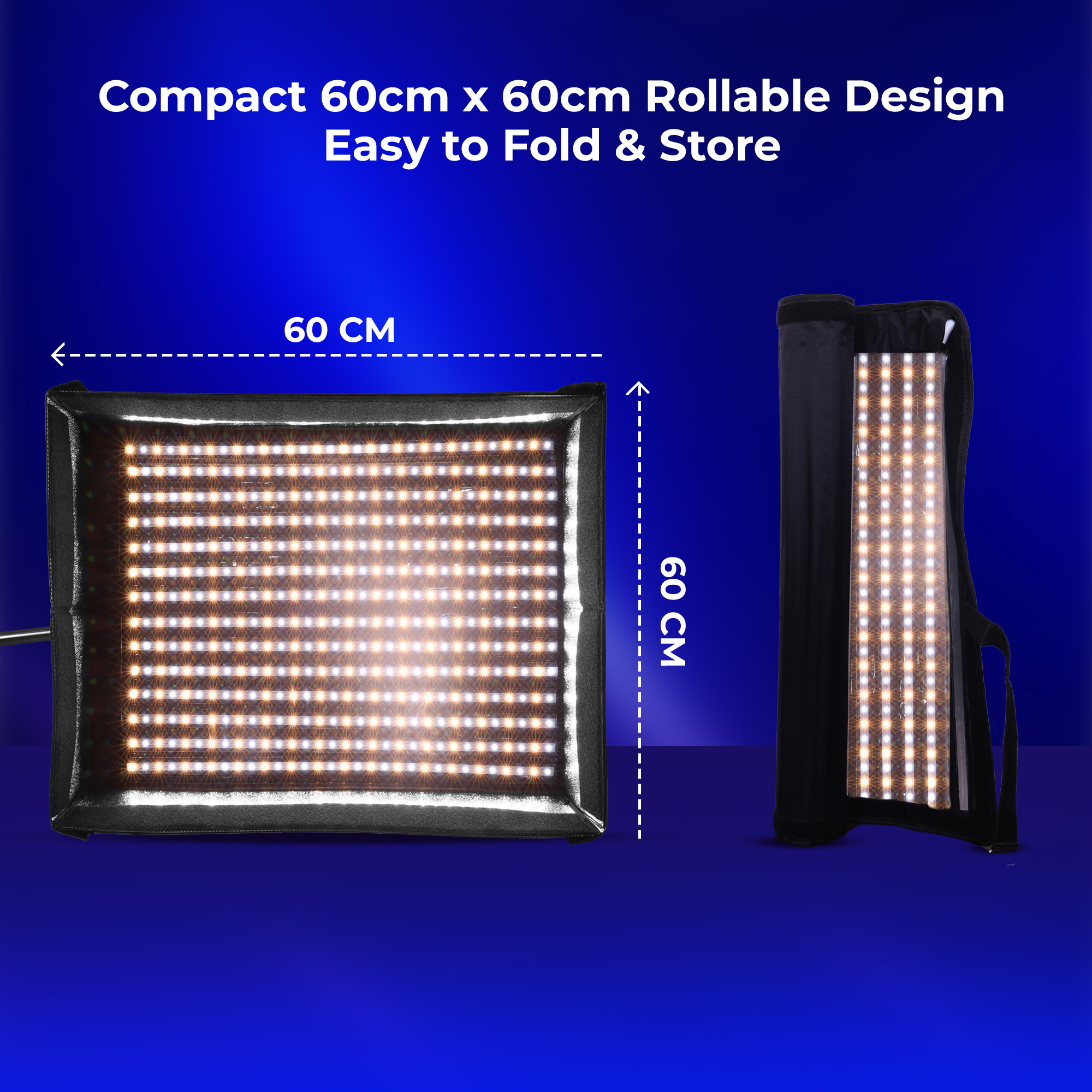 Digitek® (DFFL 6060) 200W Bi-Color Flexible Fabric LED Light with Remote & App Control, 768 LEDs, 2700K–6500K±200K, 5–100% Dimming, 120° Beam Angle, 18000LM, Includes X Bracket, Diffuser, Honeycomb Grid & Accessories, Ideal for Photo & Videography
