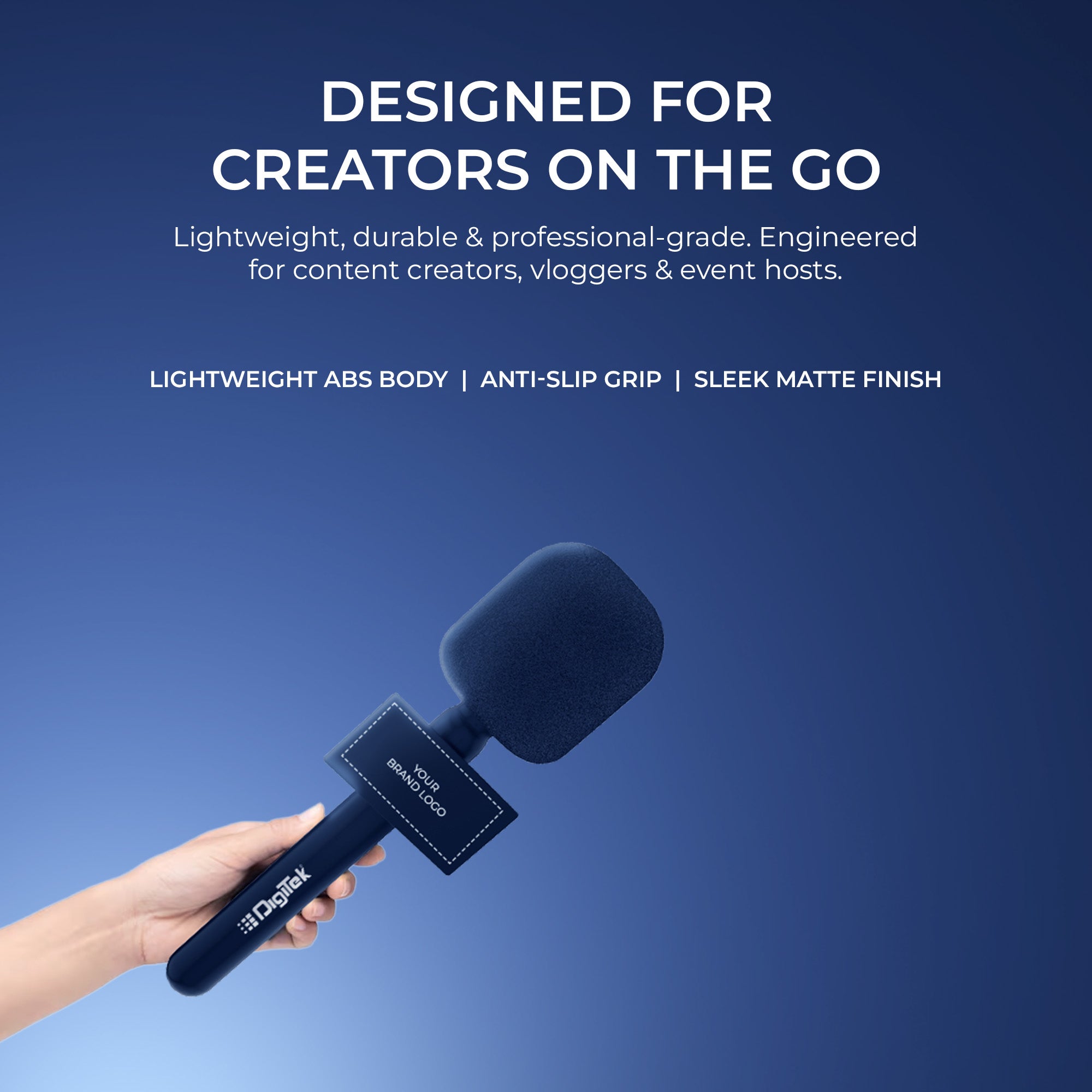 Digitek (DHMA-102) Handheld Interview Mic Adapter with Brand Display Plate and Foam Windshield to Reduce Wind Noise, Compatible with DWM 101 and Other Wireless GO Trensmitter