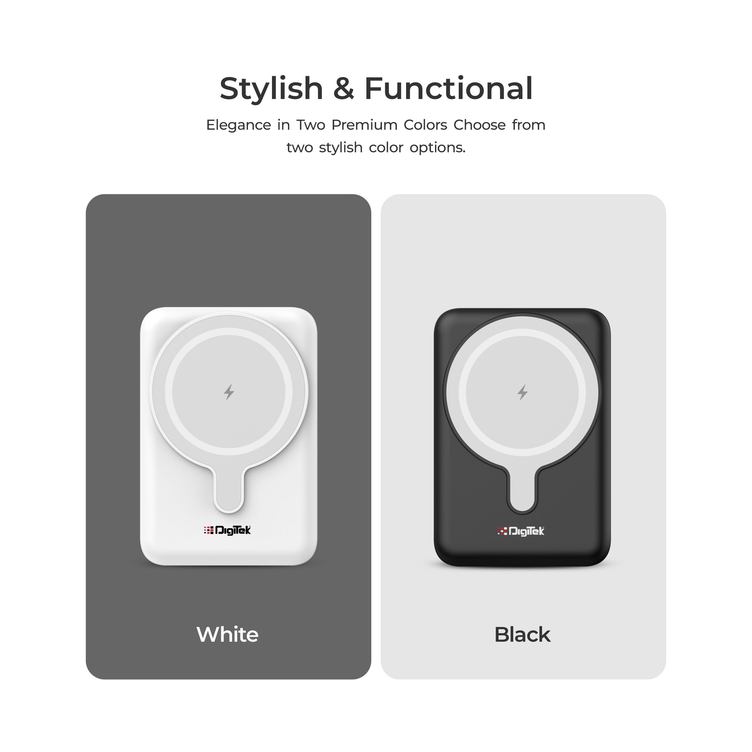 Digitek (DPB-5000 MS) Superfast 15W Wireless Power Bank with 20 Watt PD charging with Type C Port With White Color