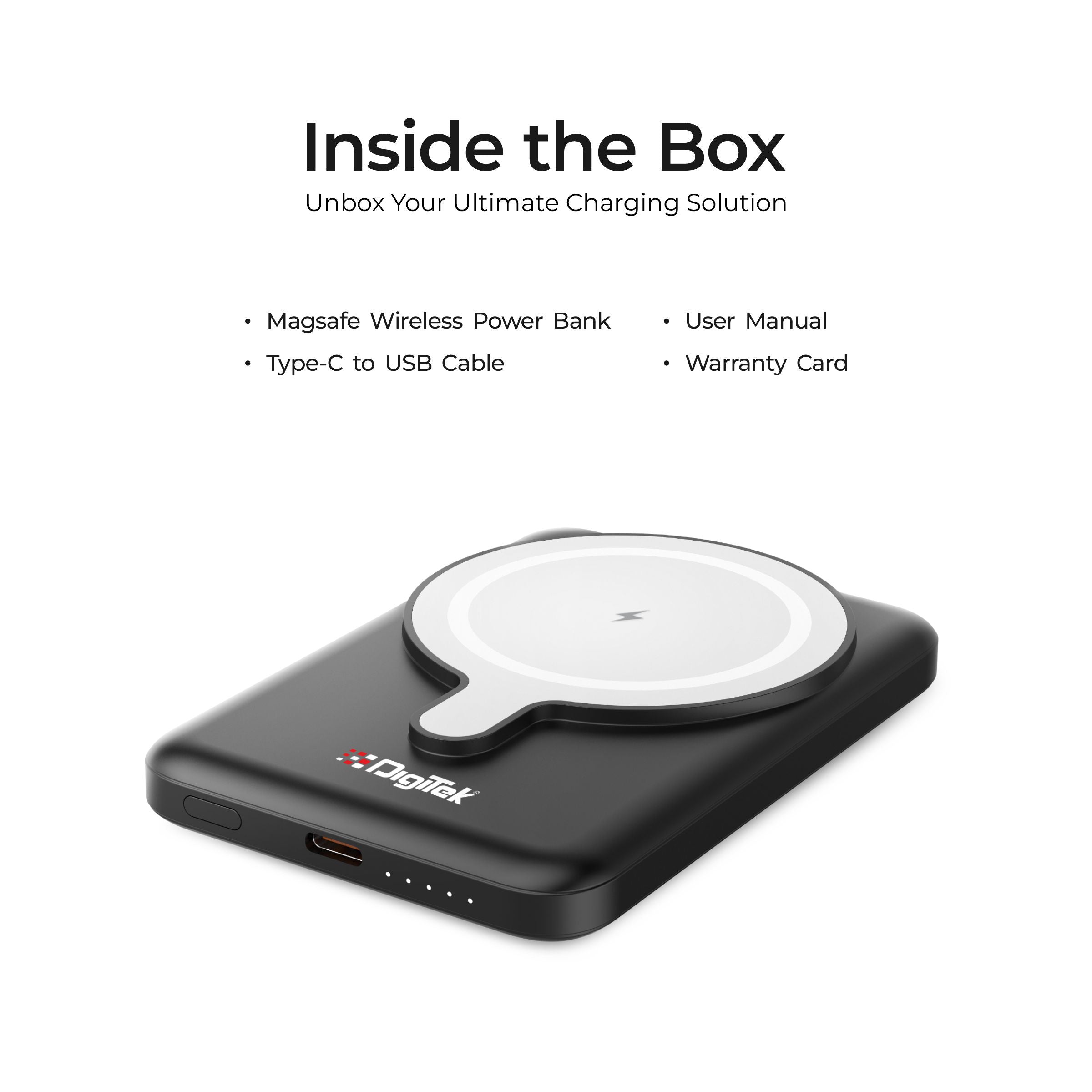 Digitek (DPB-5000 MS) Superfast 15W Wireless Power Bank with 20 Watt PD charging with Type C Port With White Color