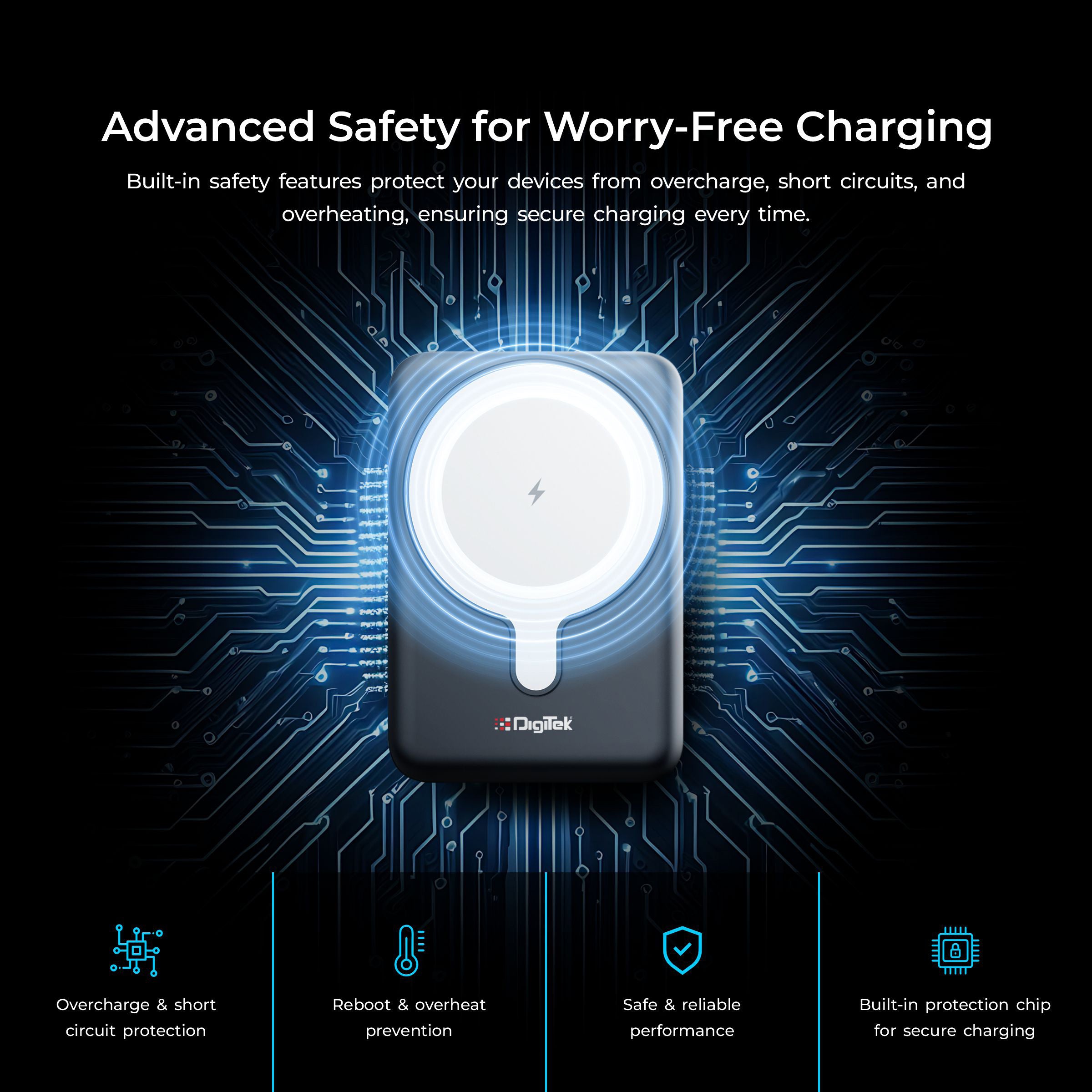 Digitek (DPB-5000 MS) Superfast 15W Wireless Power Bank with 20 Watt PD charging with Type C Port With White Color