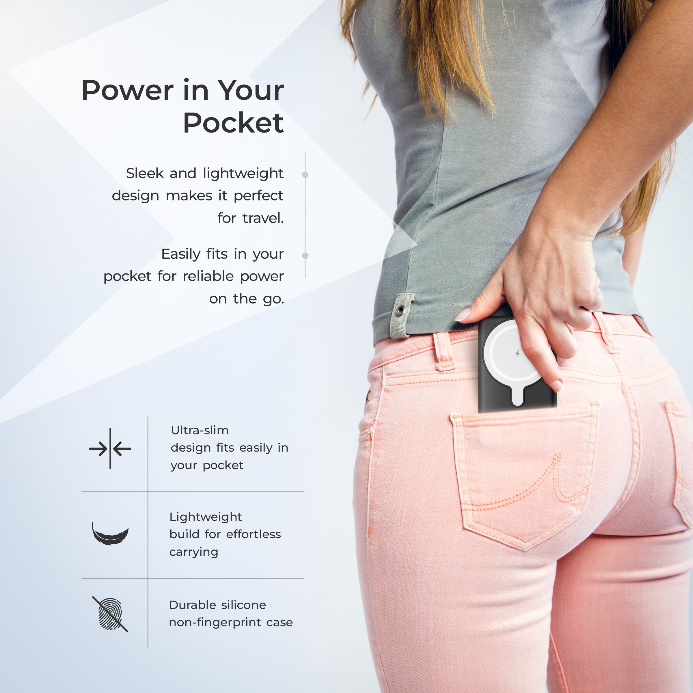 Digitek (DPB-5000 MS) Superfast 15W Wireless Power Bank with 20 Watt PD charging with Type C Port With White Color