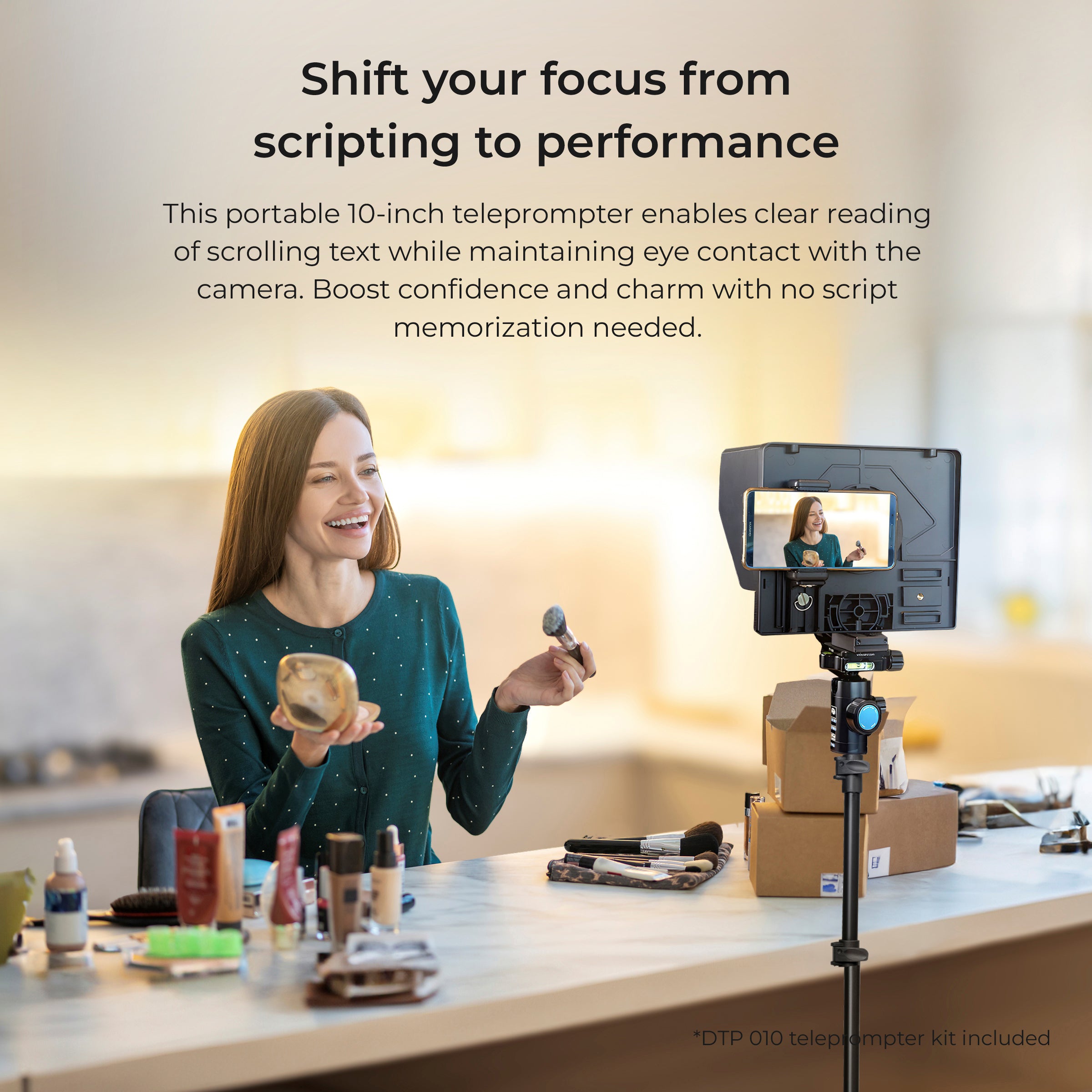 Digitek (DTP 010) 10” Digitek Teleprompter for Smartphone & DSLR Supports w/Remote Control, APP Compatible with iOS & Android System for Video Creator - Digitek