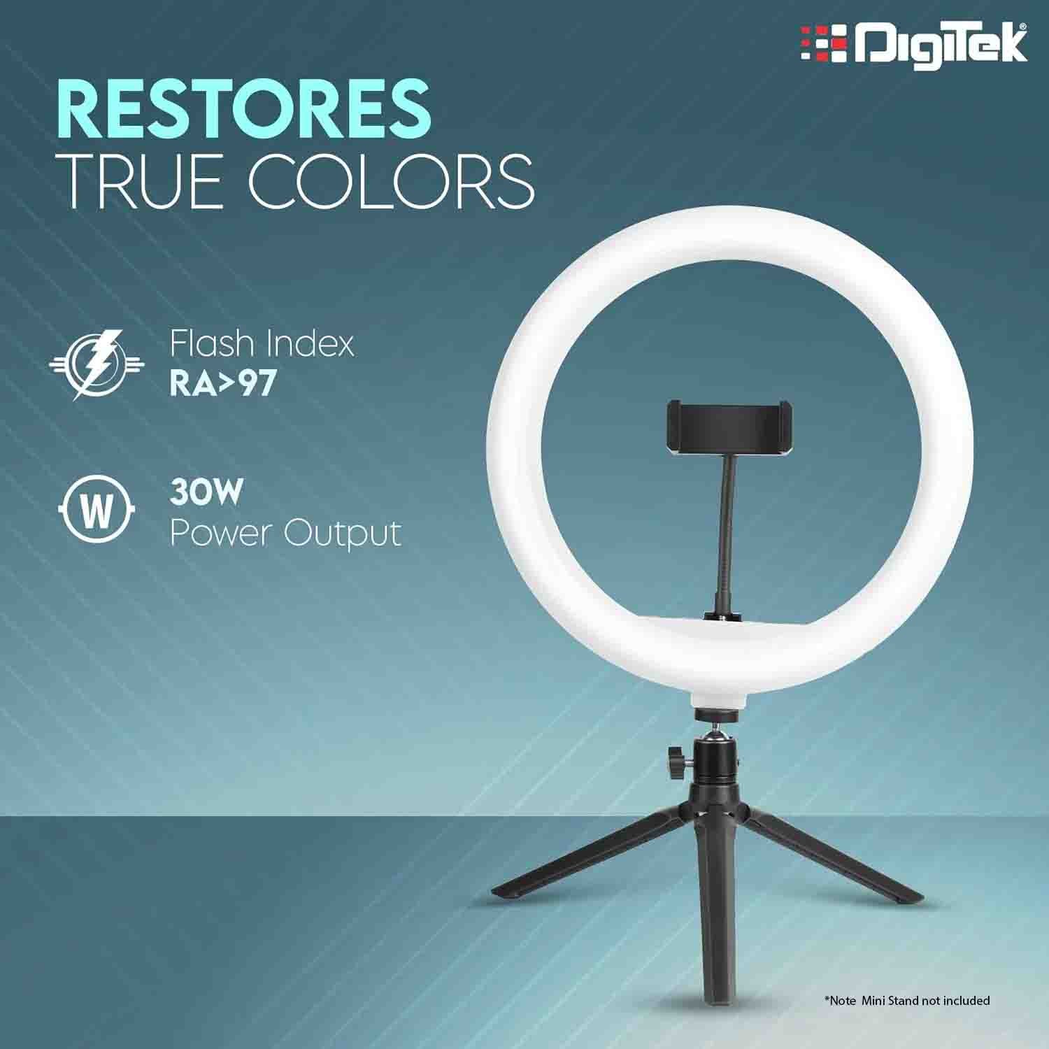 Digitek (DRL-14) Professional 31cm (14") inch LED Ring Light | Dimmable Lighting | for YouTube | Photo-Shoot | Video Shoot | Live Stream | Makeup & Vlogging | Compatible with iPhone/Android, Black - Digitek