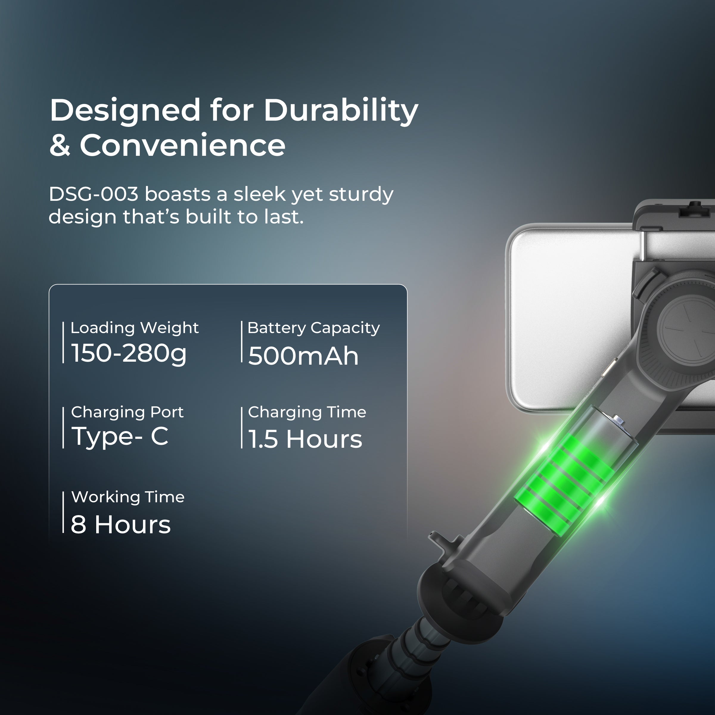 Digitek (DSG 003) Single Axis Foldable Smartphone Gimbal with Built in Extendable Telescopic Rod