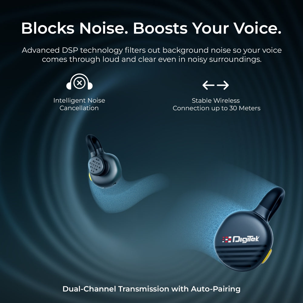 Digitek (DWM 119) 2-in-1 Wireless Microphone, 2.4G Mic with 30m Range, 6Hr Battery, Noise Cancellation & Power Indicator, for iPhone & Android Smartphones, Ideal for Vlogging, Live Streaming & Interviews