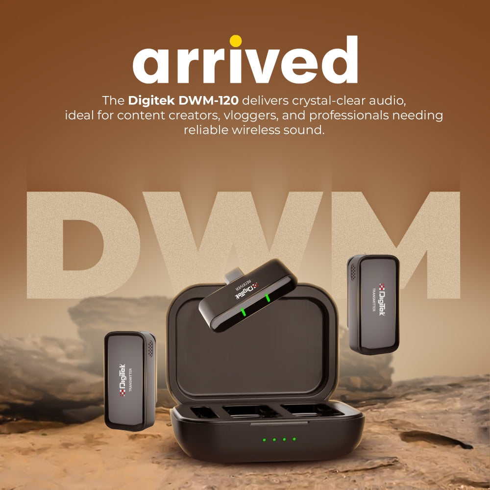 Digitek (DWM 120) Wireless Microphone System, Noise Reduction, 2.4G Mic with 50m Range & 4.5Hr Battery, for iPhone & Android Smartphones, Ideal for Vlogging, Streaming & Interviews
