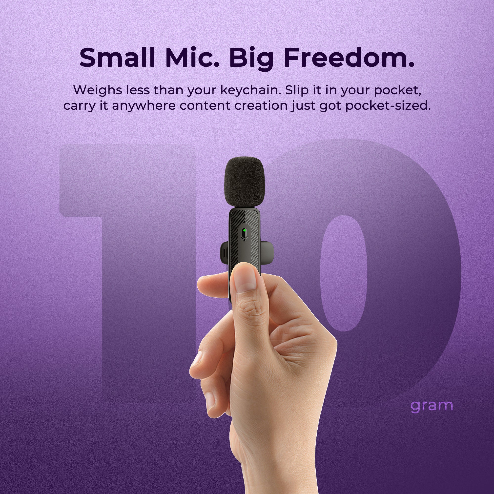 Digitek® (DWM-006 PRO) Wireless Microphone & Receiver with Type-C Connector, 2.4GHz Frequency, 4Hr Battery, 20m Range, For Android Phone & Type-C Devices, Ideal for Voice Recording & Live Streaming