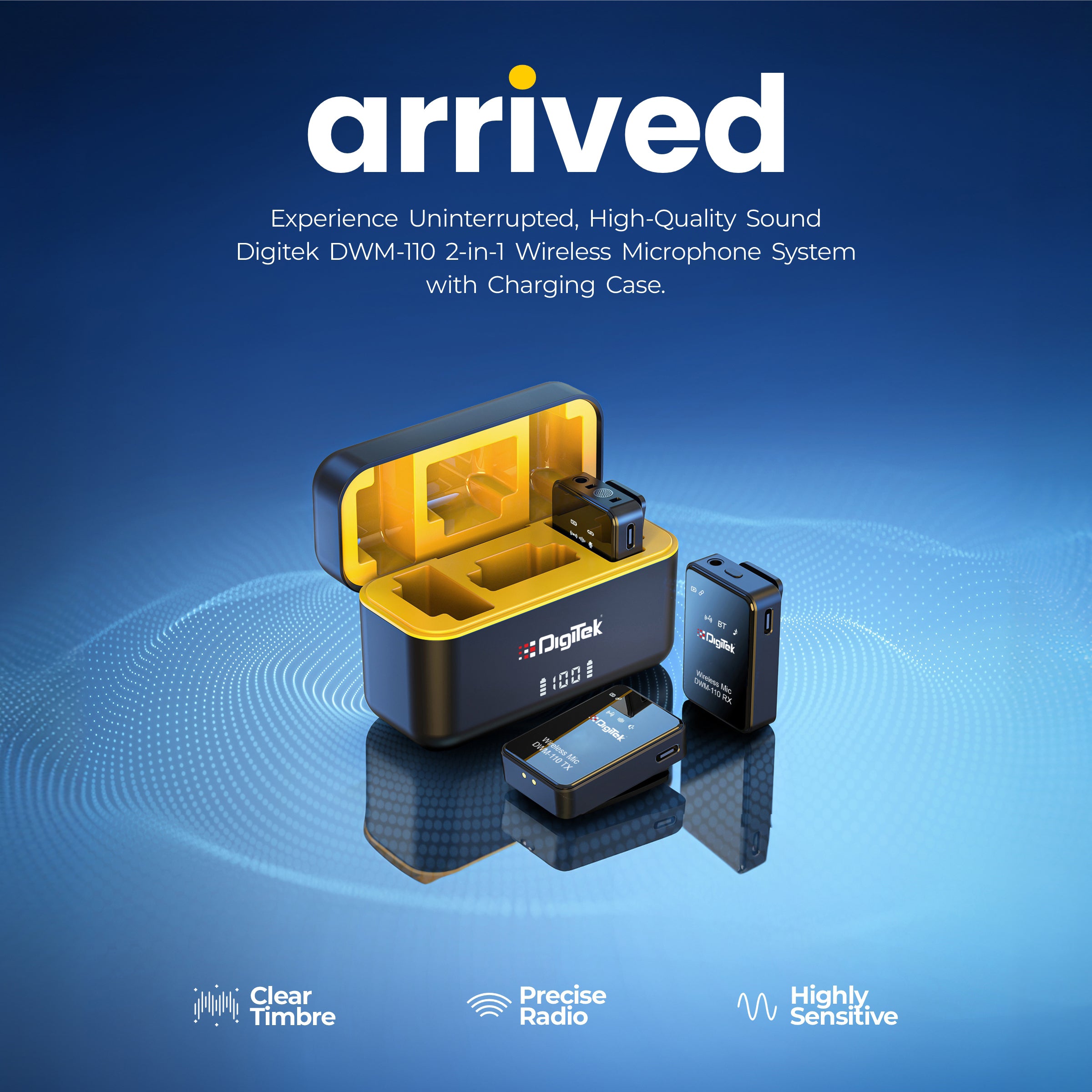 Digitek® (DWM-110) 2-in-1 Wireless Microphone System with 2.4GHz RF, 50m Range, 8Hr Run Time, Plug & Play, Noise Cancellation, Compatible with Android/iPhone for Vlogging, Meetings & Videoshoots