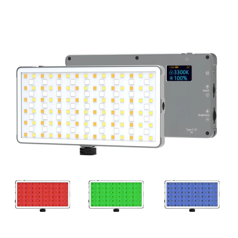 DIGITEKยฎ (LED-D135 N ML) 12W Metal Body RGB LED Light with OLED Display, Adjustable Brightness & 360ยฐ Color Control, USB-C Charging, 21 Preset Effects, Multi-Scene Lighting for Photo & Video Shoots