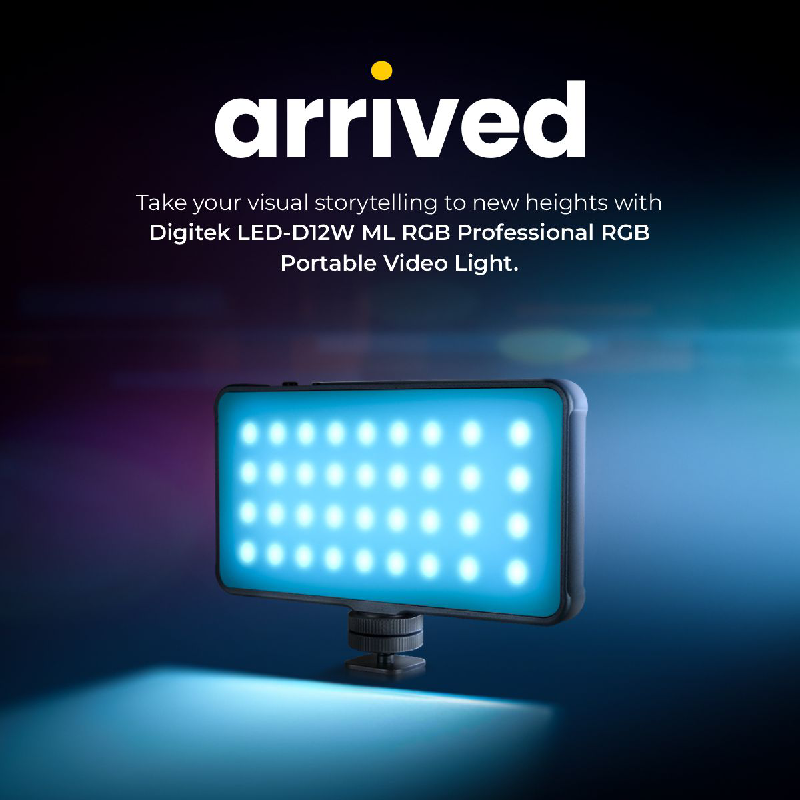 Digitek LED-D12W ML RGB Professional RGB Portable Video Light with Flicker-Free LED Technology & 2000mAh 3.7V Li-ion Battery - Digitek