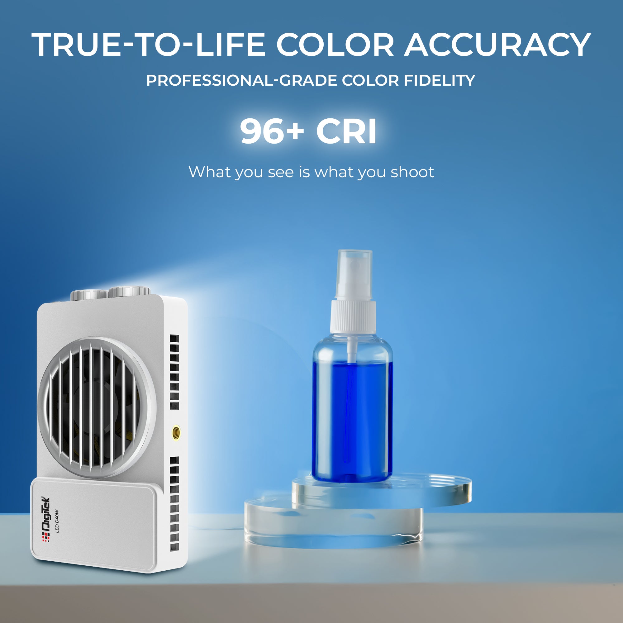 Digitek (LED-D40W) Portable 40W Bi-Color LED Video Light, 2700K-6500K, CRI 96+, 3600LM, 12 FX Lighting Effects, 120° Beam Angle, Built-in Battery & Type-C Charging, Ideal for Photo & Videography