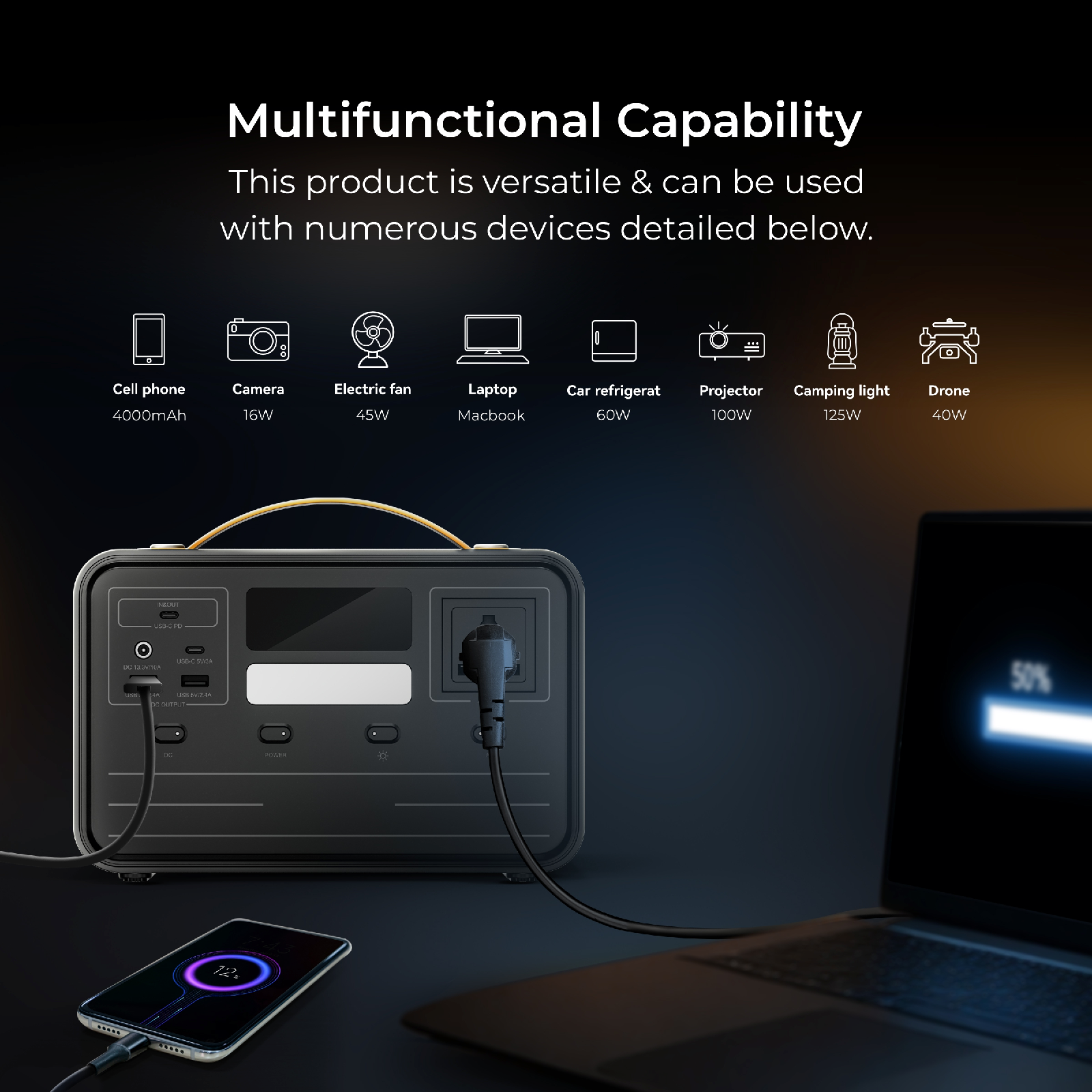 Digitek Power Station DPS 300W /Portable AC/DC Power Station Compatible with AC/DC Electronic Devices - Digitek