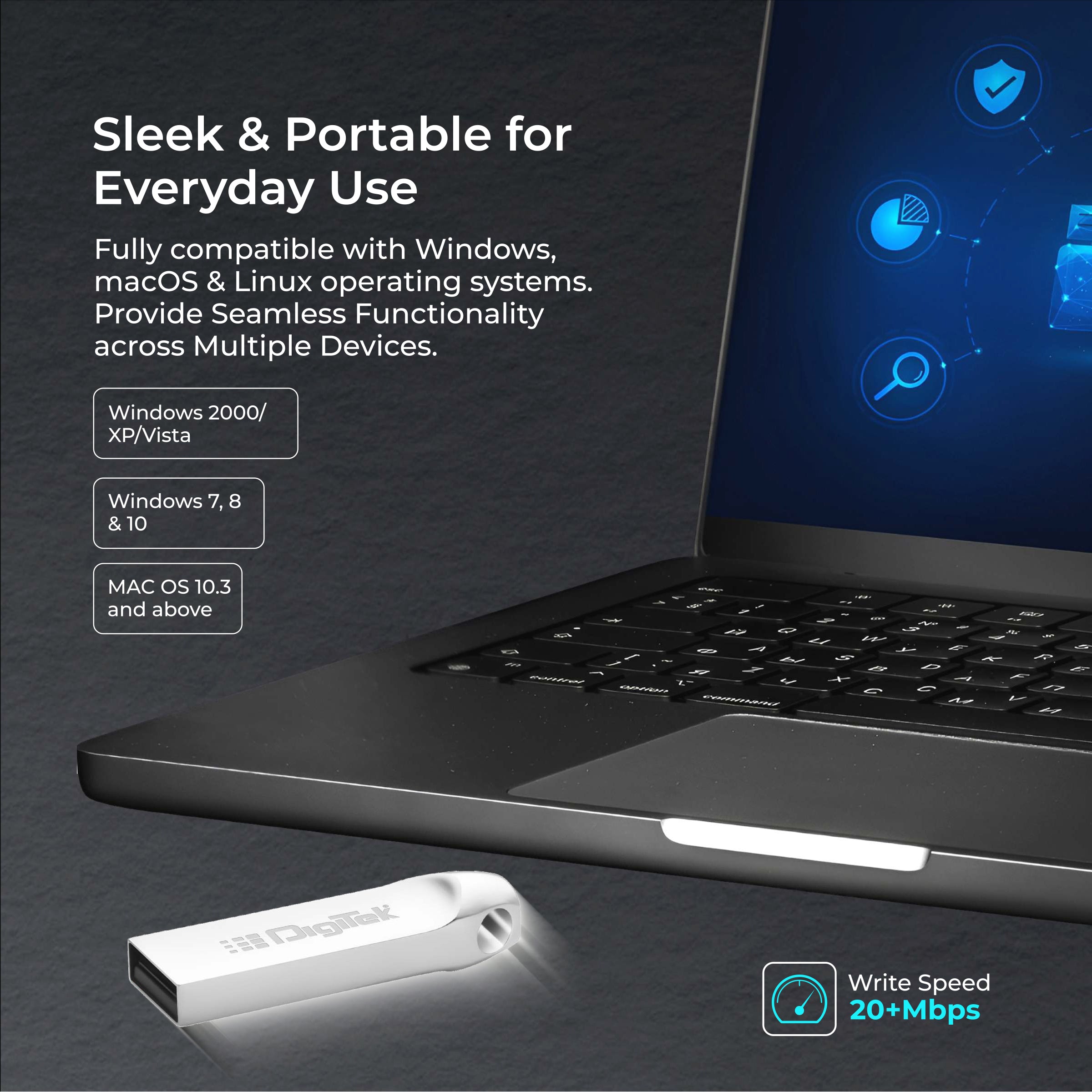 Digitek (Dud 8GB 2.0V) 8GB USB 2.0 U Disk Flash Drive, High Speed Read & Write Pen Drive, Magnetic, X-Ray & Temperature Resistant, Compatible with Windows & Mac OS