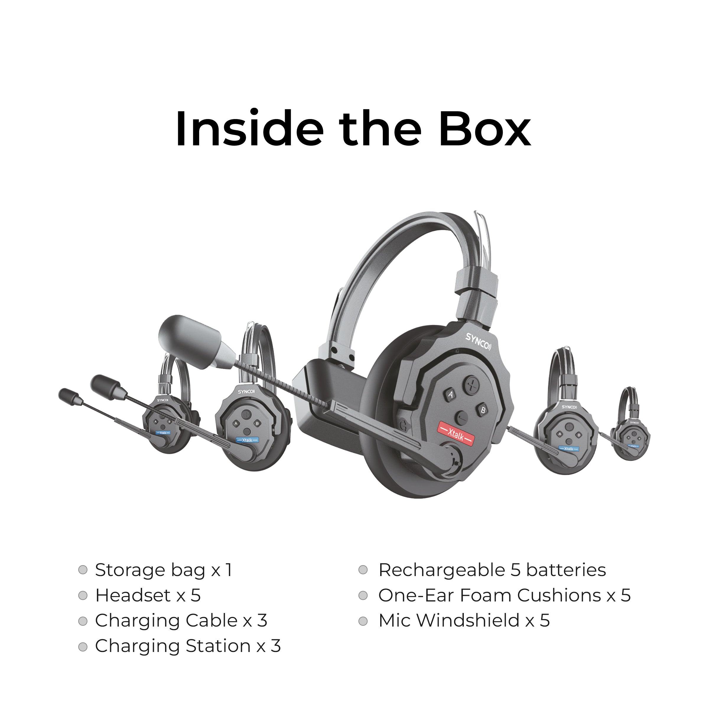 SYNCO (X-Talk X5) 2.4GHz Wireless Headset Intercom System Random Master Device Design for Movie Shoot Live Show Stage Performance (5PCS) - Digitek