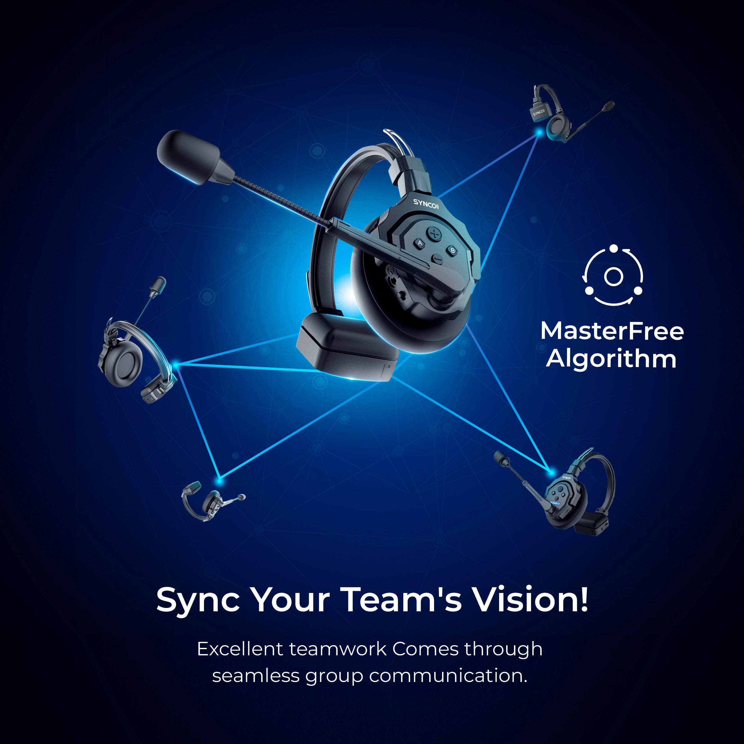 SYNCO (X-Talk X5) 2.4GHz Wireless Headset Intercom System Random Master Device Design for Movie Shoot Live Show Stage Performance (5PCS) - Digitek