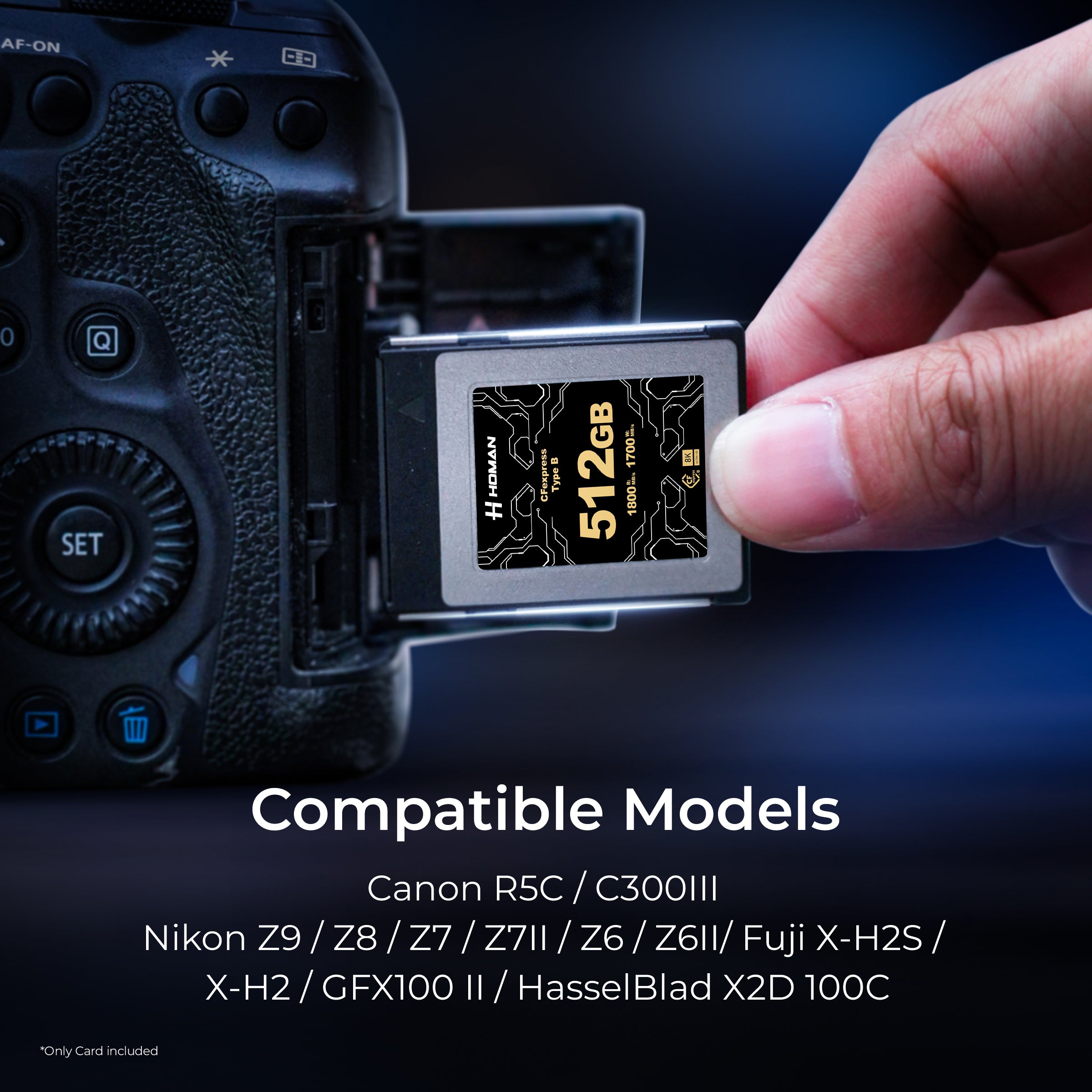 HOMAN CF Express Card Type-B 512GB fit for Any Environmental Temperature from -10 Degree to 70 Degree Celsius with 10 Year Warranty & Recovery - Digitek