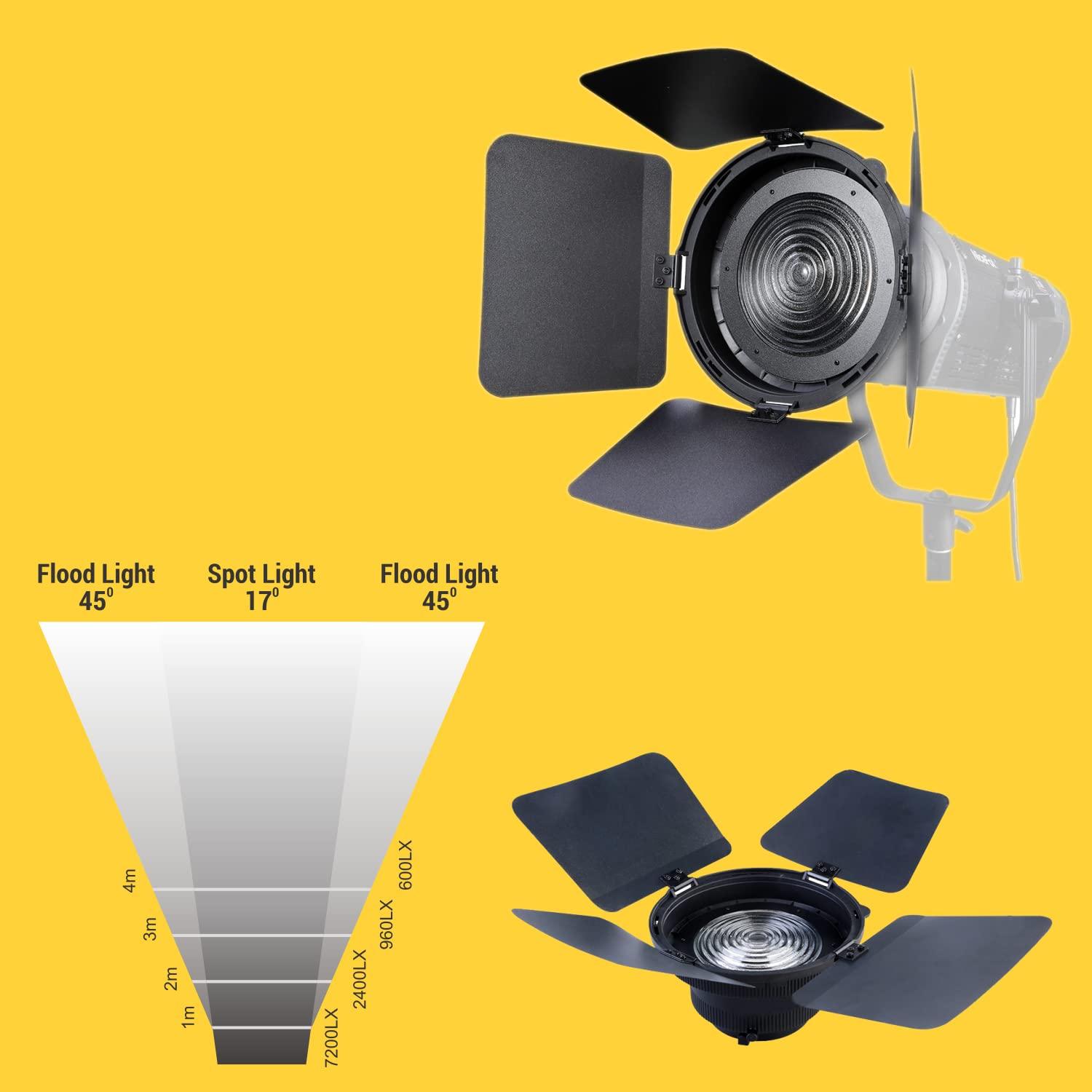 Digitek DFD-110 Fresnel Lens Bowens Mount Light Focusing Adapter with Barn Door & Honeycomb Grid - Digitek