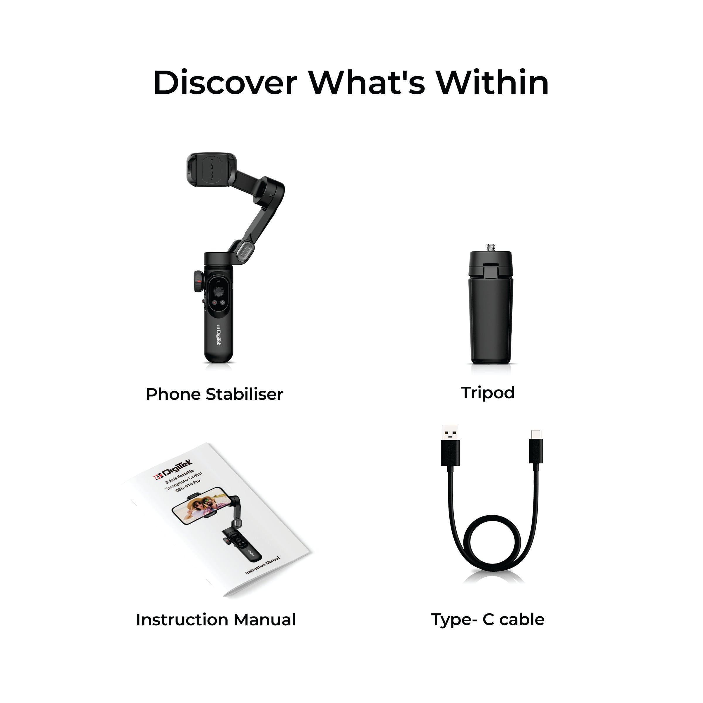 DigiteK (DSG-010PRO)3 Axis Foldabe Smartphone Gimbal - Digitek