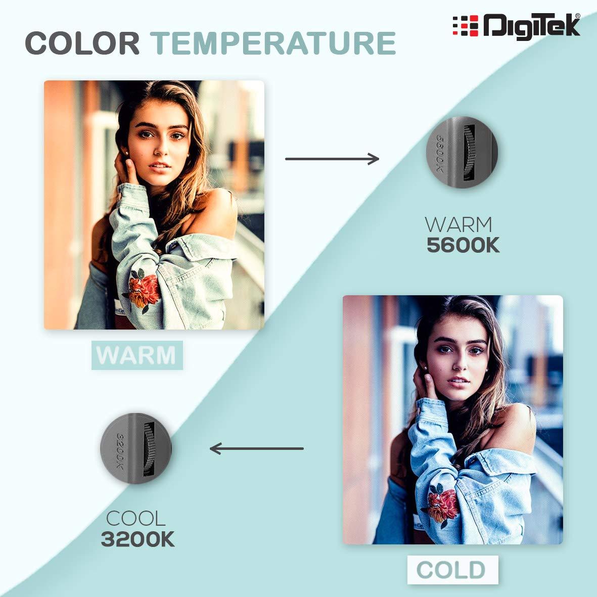 Digitek (LED D520B COMBO F-750MU) Bi-color LED D520B Video Light | Dimmable Light with 4 Detachable Barndoor | Compatible with Tripods, Monopods, Cameras, Table stand & Camcorder | For YouTube Video , Product Photography, Makeup shoot and more. - Digitek