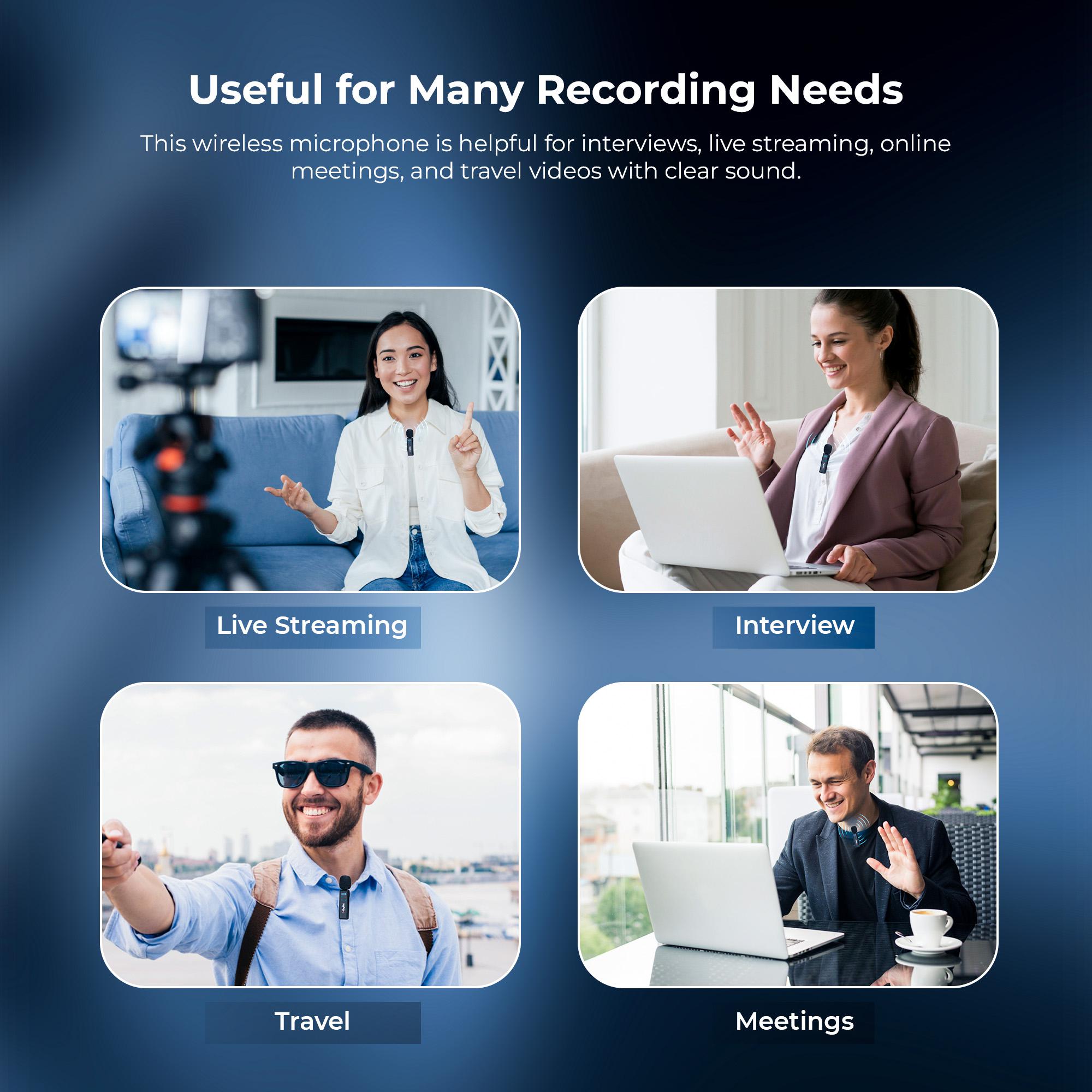 Digitek DWM-021 Wireless Microphone System with AI Noise Cancellation for Android & iPhone